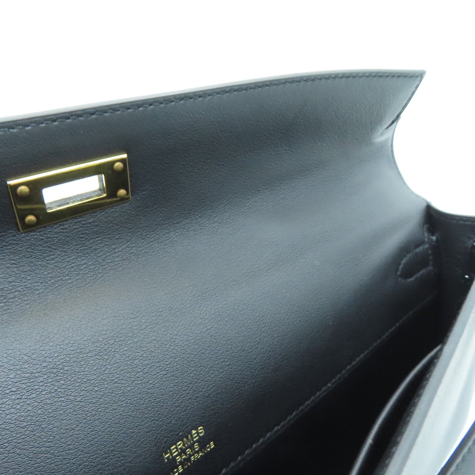 HERMES Swift皮革Kelly Cut金扣手挽袋Noir/黑色