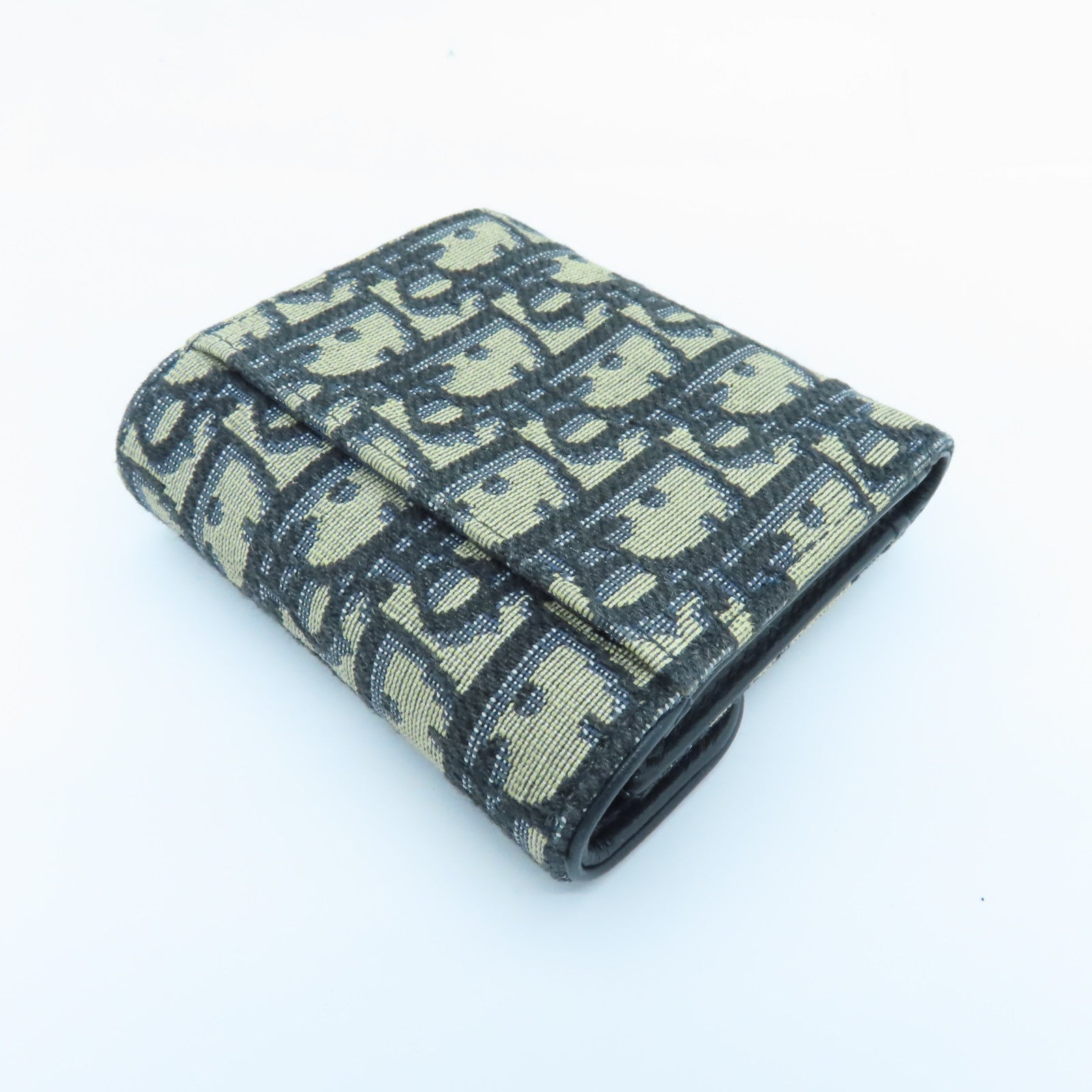 Dior 帆布Saddle Lotus Wallet金扣钱包蓝色