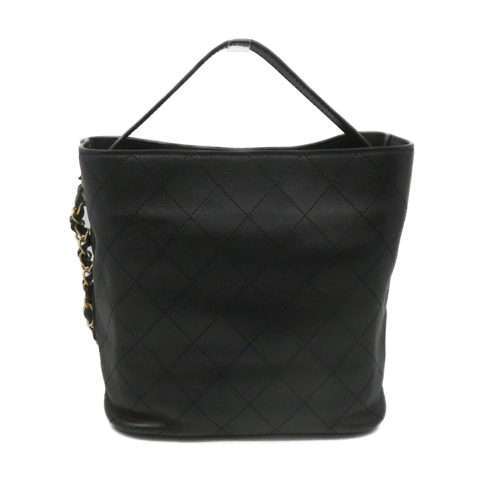 CHANEL Lingge cowhide leather Bucket Bag gold buckle chain belt handle shoulder bag black