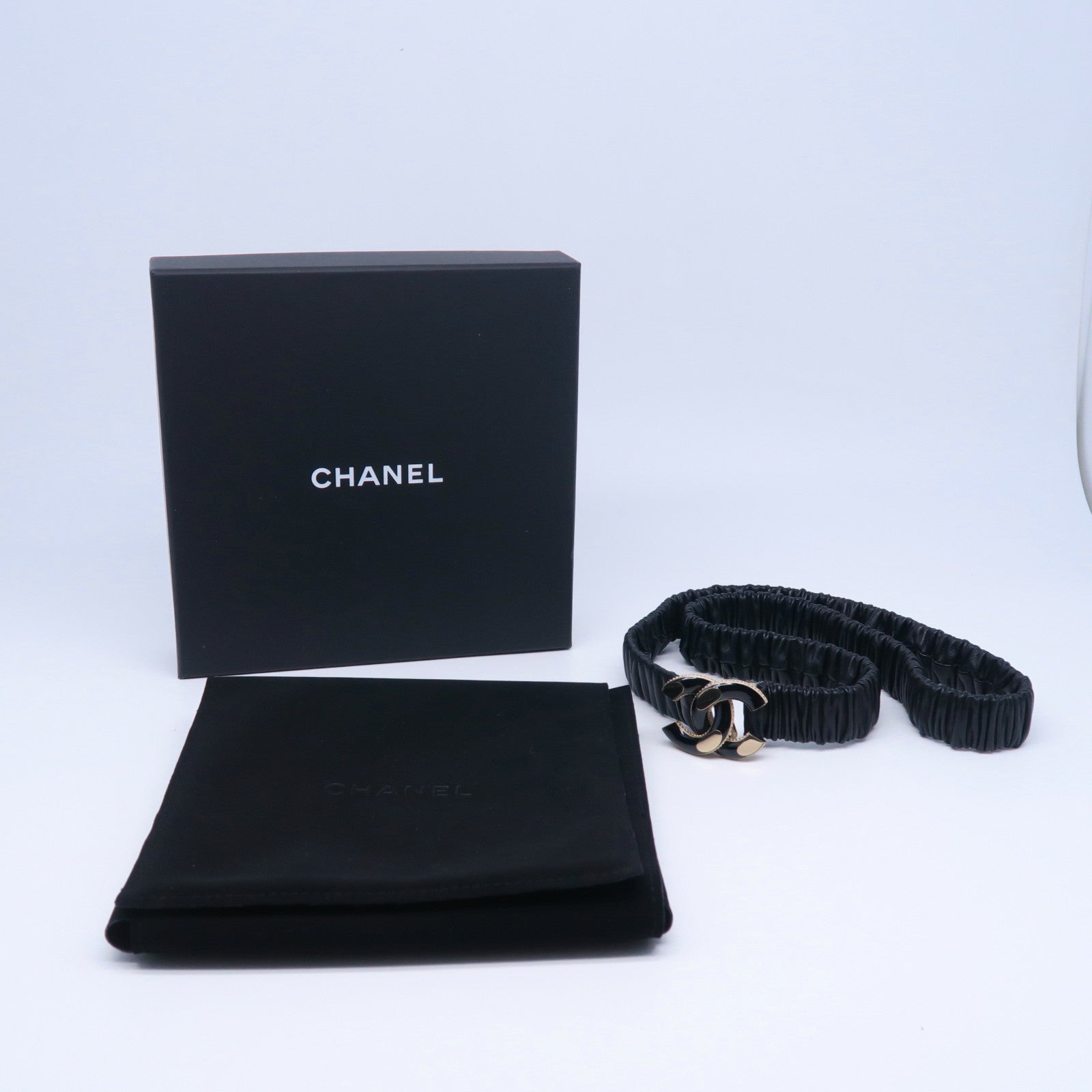 CHANEL 【激減優惠】羊皮皮革Belt金扣皮帶黑色