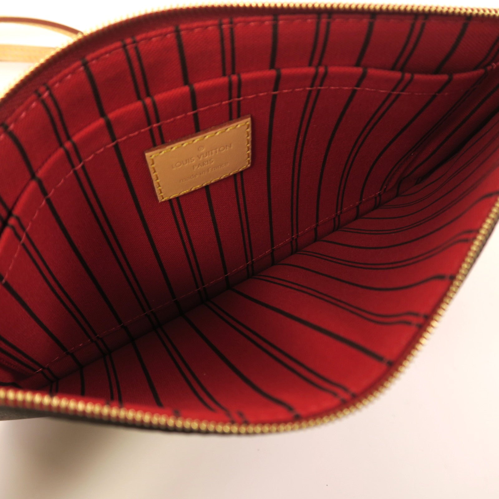 LOUIS VUITTON Monogram Neverfull MM金扣手挽袋啡色