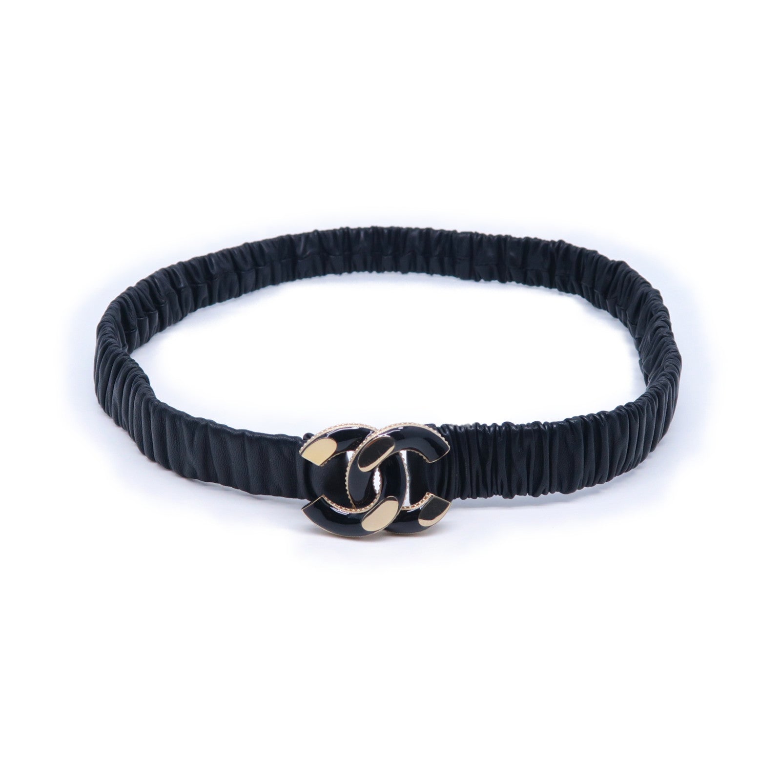 CHANEL 【激減優惠】羊皮皮革Belt金扣皮帶黑色
