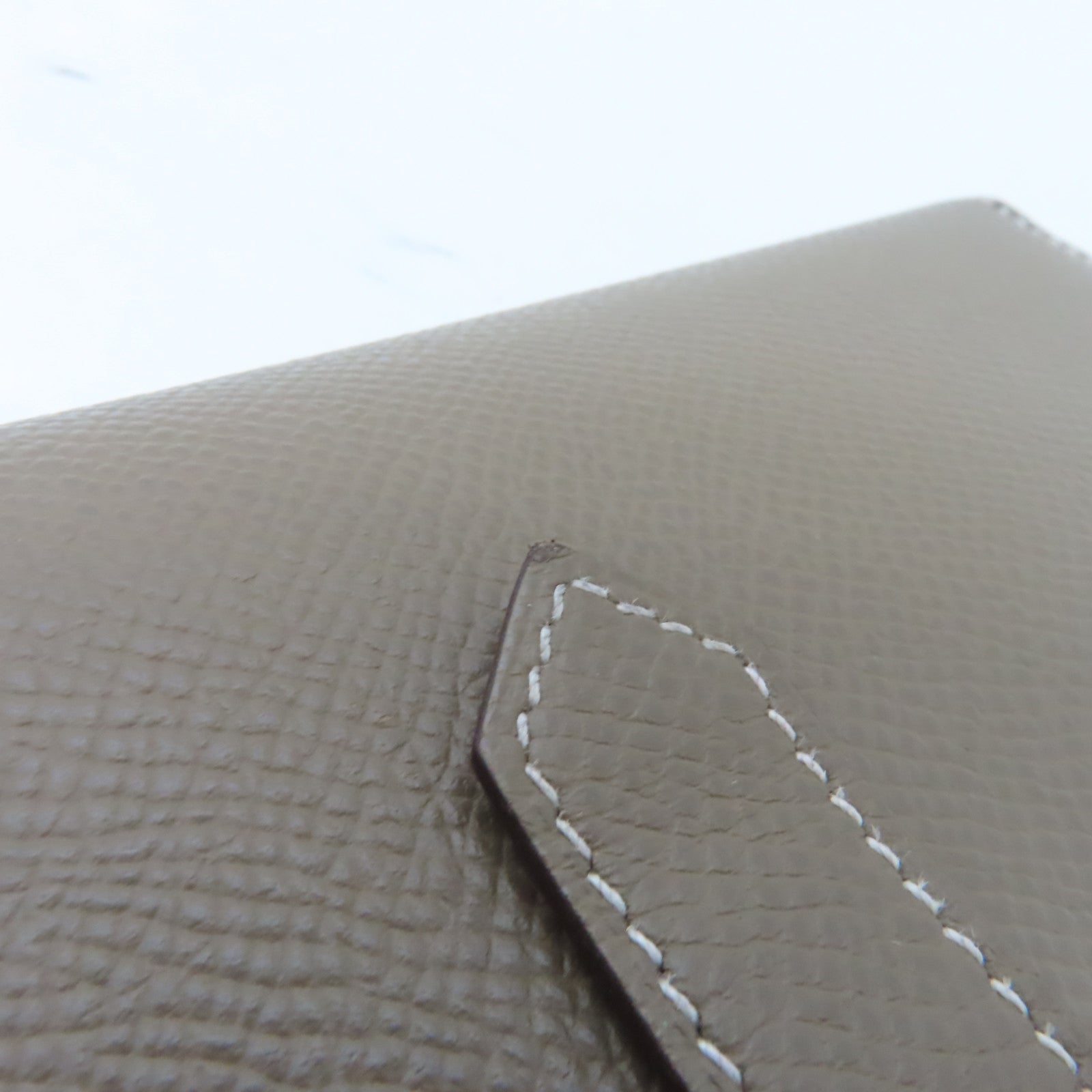 HERMES Epsom皮革Bearn bi-fold銀扣長錢包米色