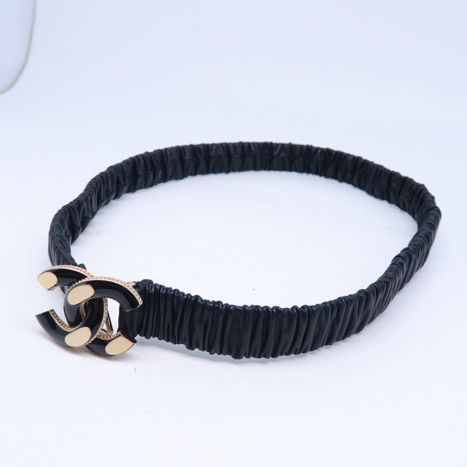 CHANEL 【激減優惠】羊皮皮革Belt金扣皮帶黑色