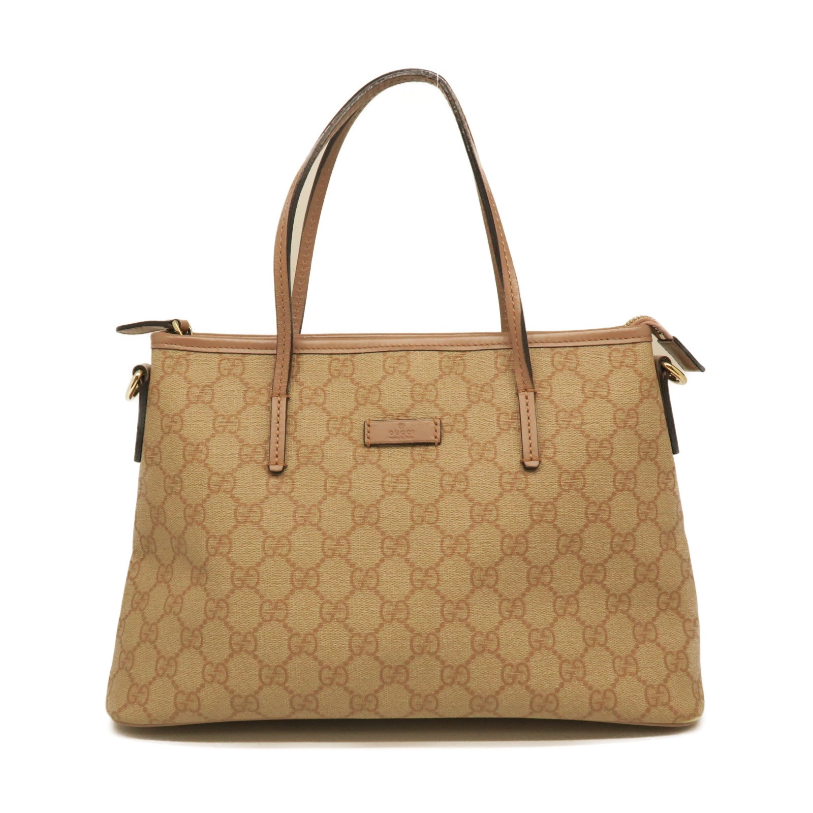 GUCCI PVC Bag銀扣手挽肩背兩用袋淺褐色/粉紅色