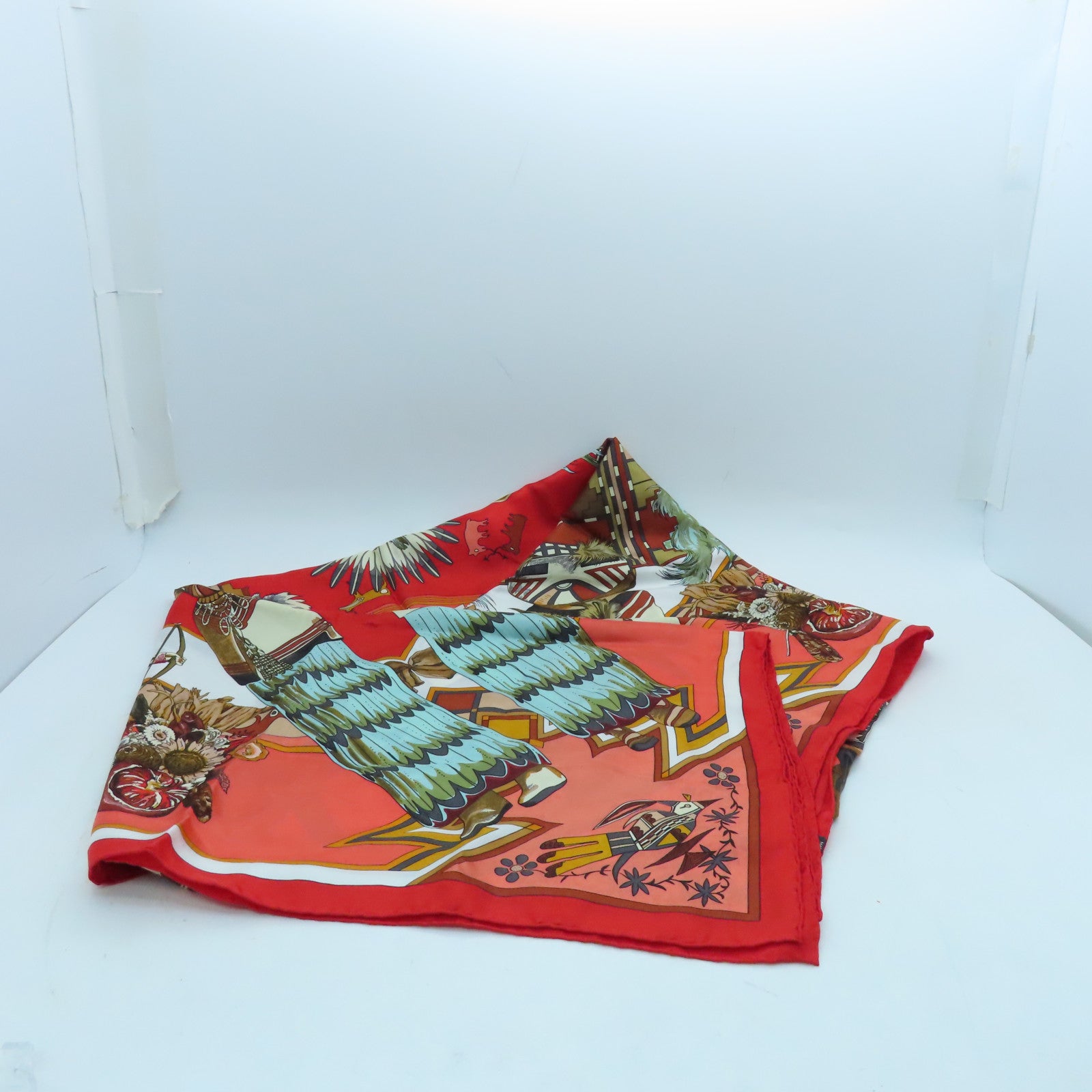 HERMES Silk Scarf 135x135 Scarf Red