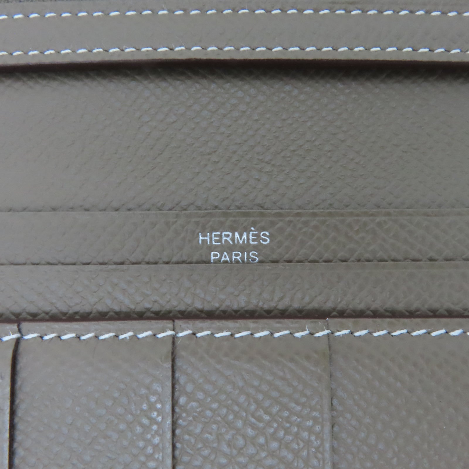 HERMES Epsom皮革Bearn bi-fold銀扣長錢包米色
