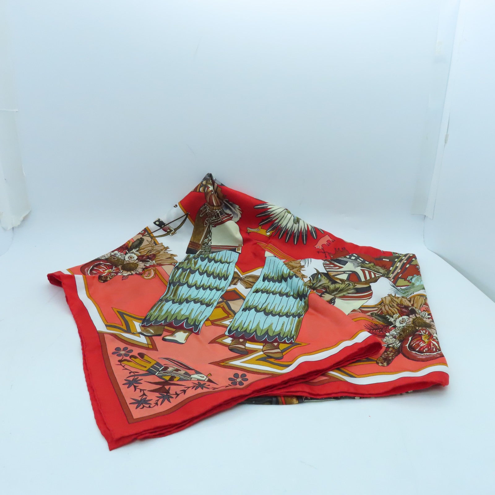 HERMES Silk Scarf 135x135 Scarf Red