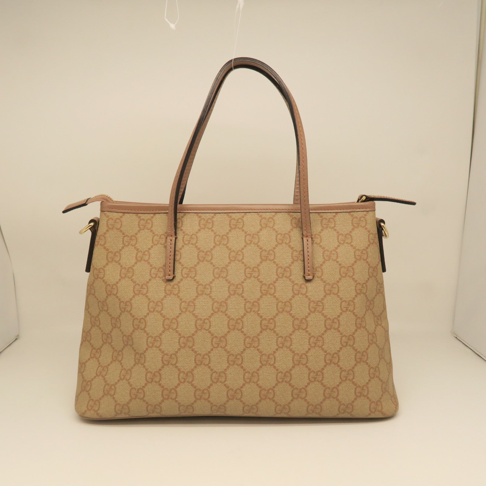 GUCCI PVC Bag銀扣手挽肩背兩用袋淺褐色/粉紅色