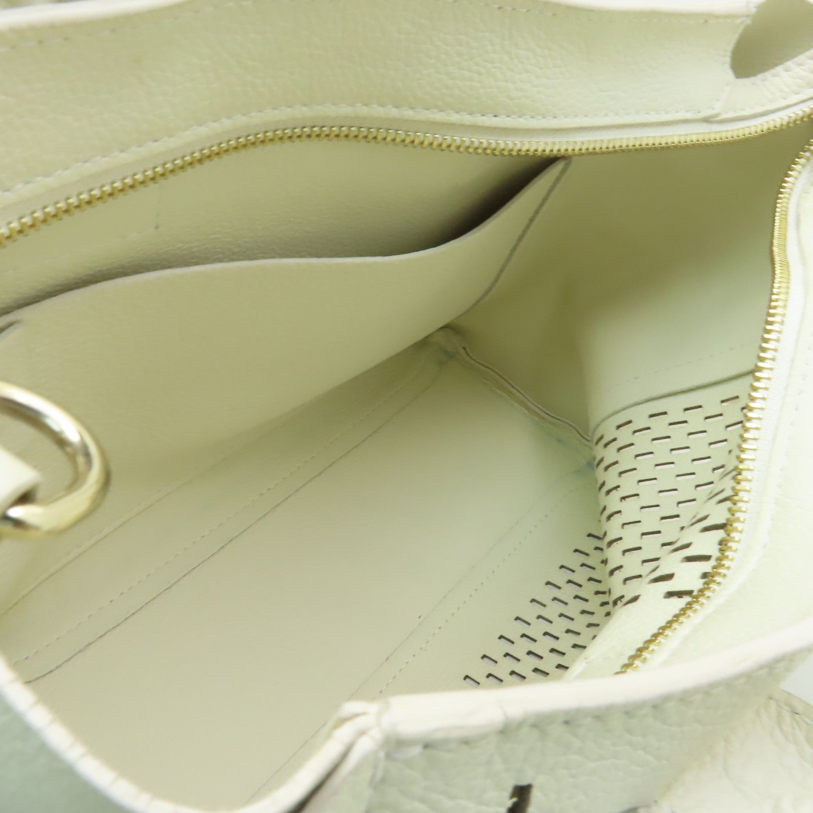 Furla 牛皮皮革Shoulder Bag金扣手挽肩背兩用袋白色