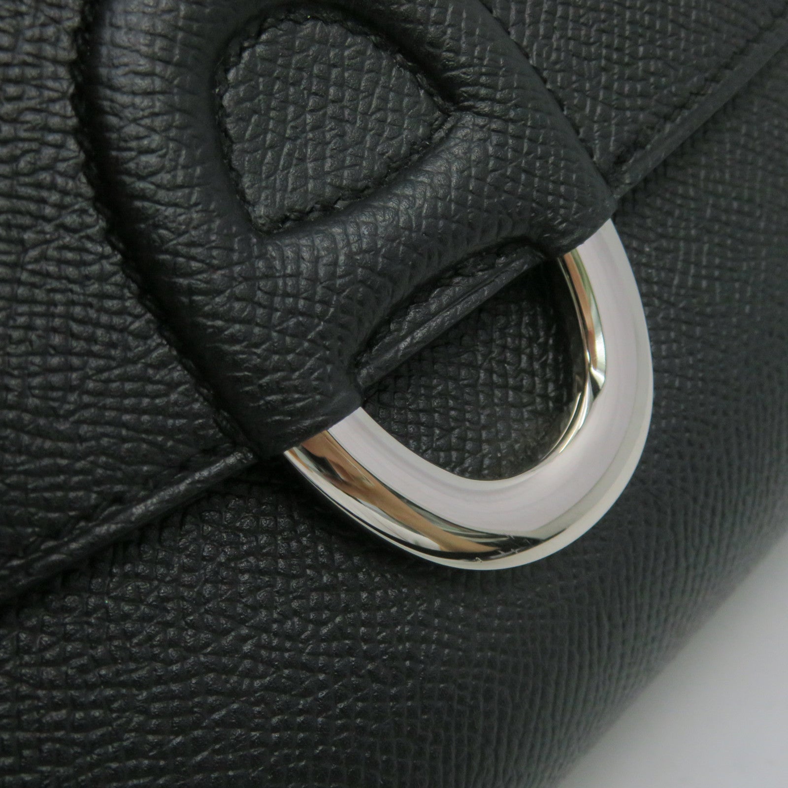 HERMES Epsom皮革Cherche Midi Clutch銀扣手拿包黑色