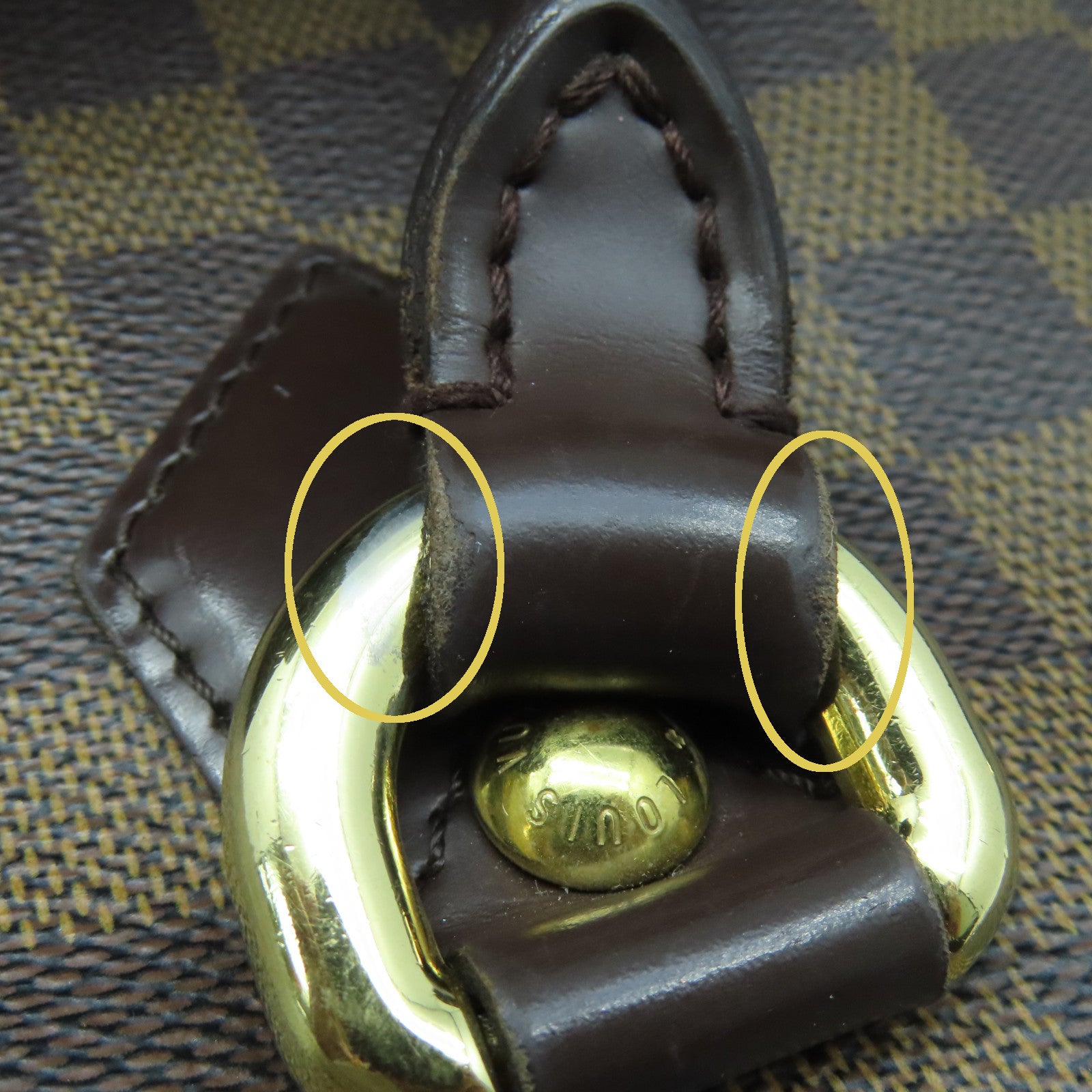 LOUIS VUITTON Damier Saleya MM金扣手挽袋棕色