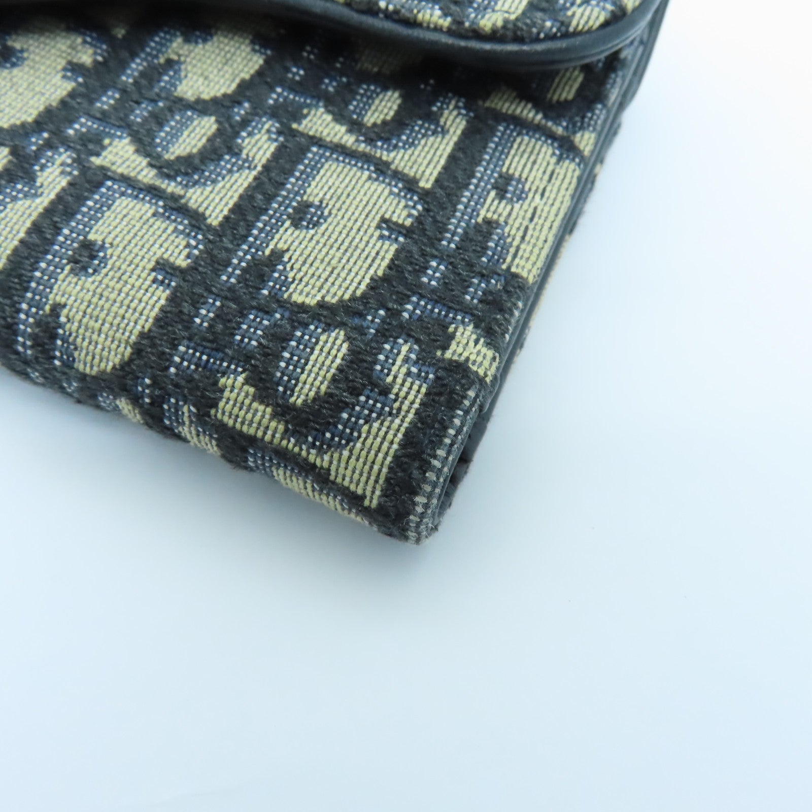 Dior 帆布Saddle Lotus Wallet金扣钱包蓝色