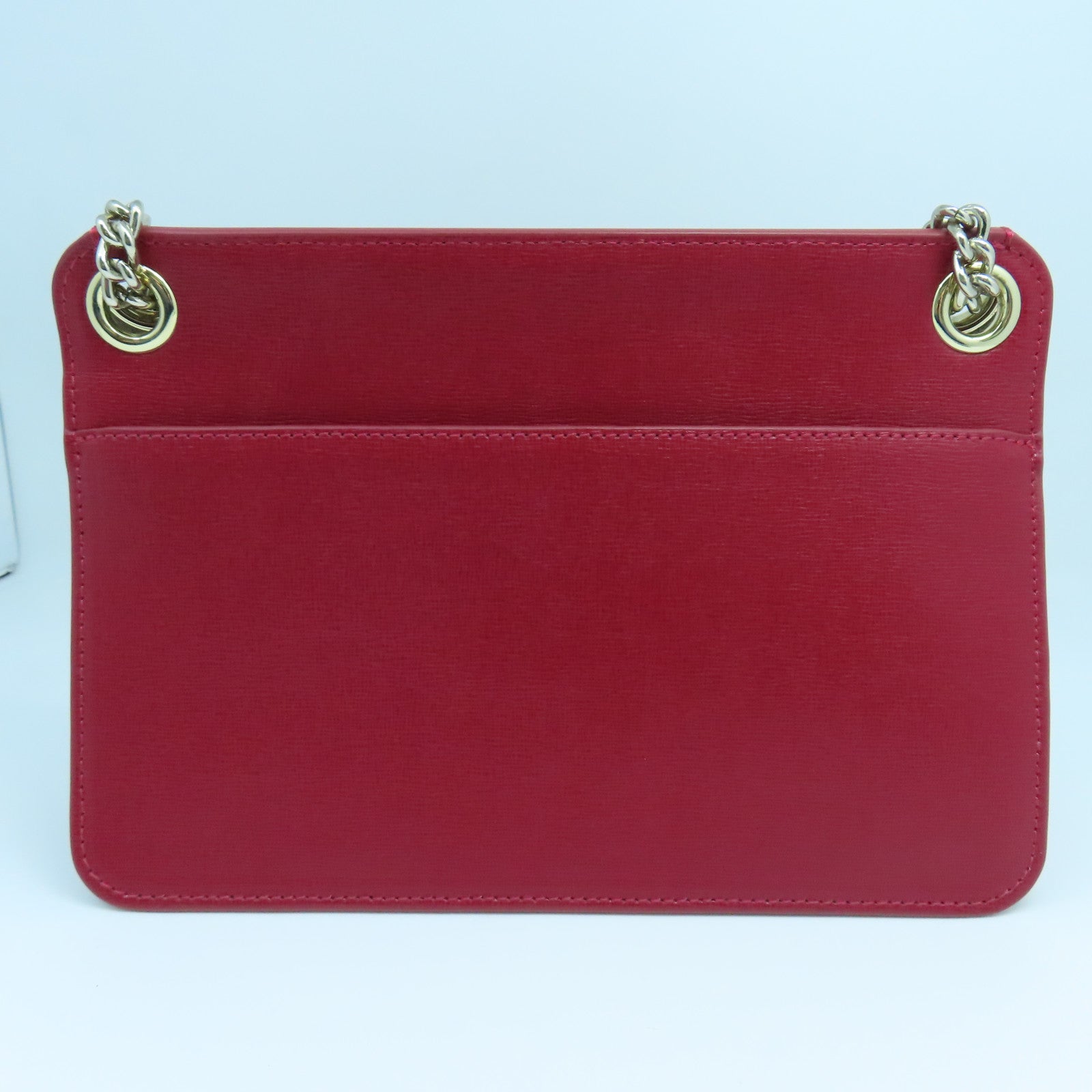 Furla 皮革Chain Shoulder金扣鏈帶肩背袋紅色