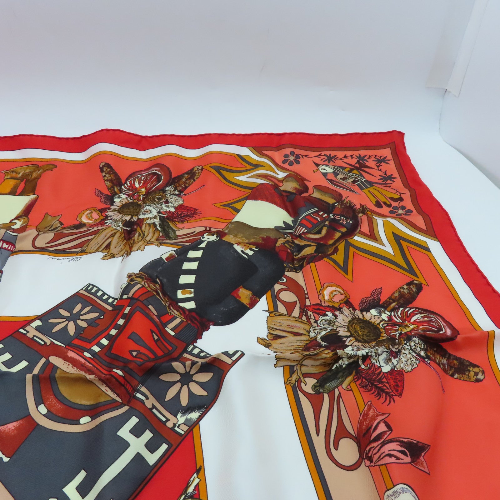 HERMES Silk Scarf 135x135 Scarf Red