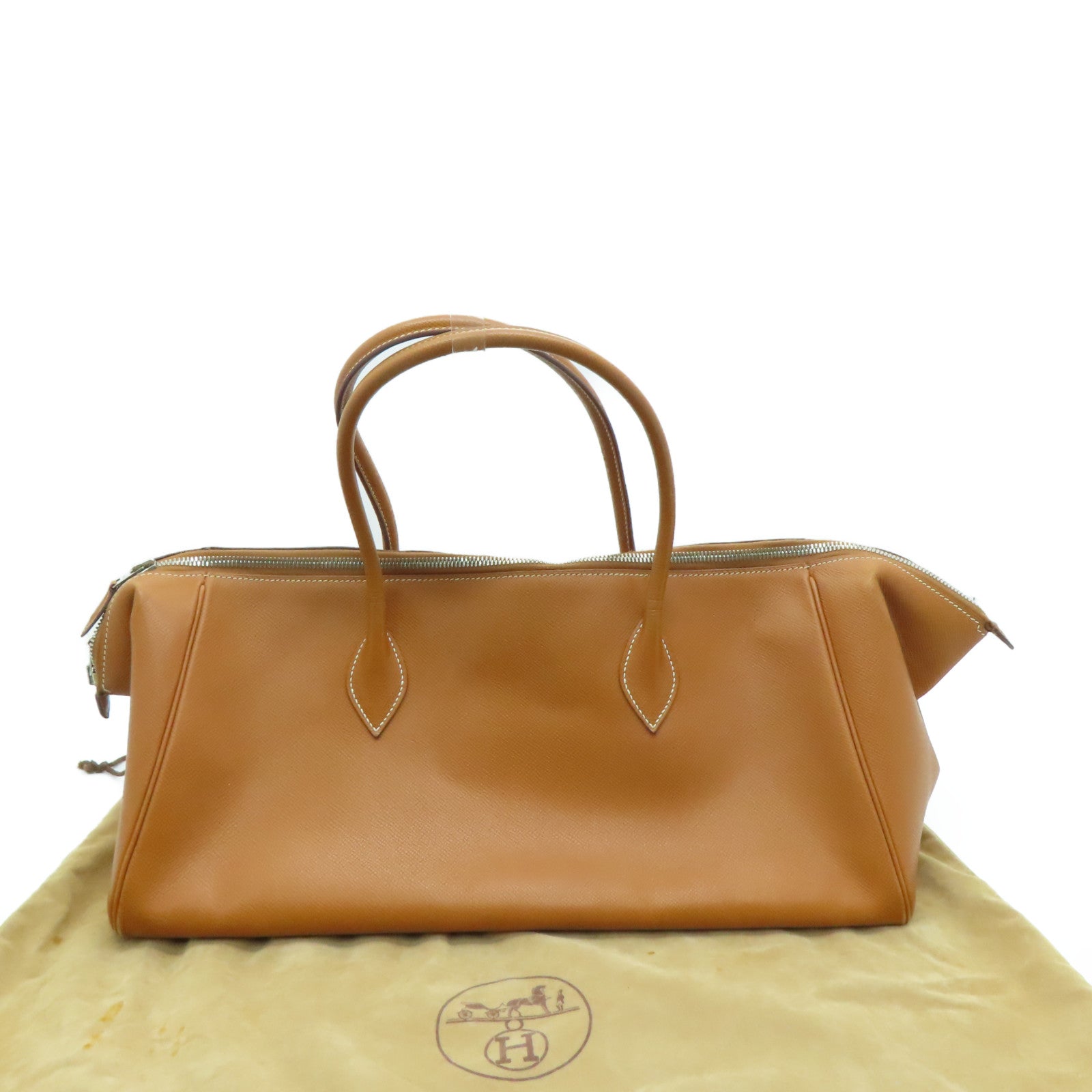 HERMES [Sharp Discount] Epsom Leather Pairs Bombay Silver Buckle Shoulder Bag Brown