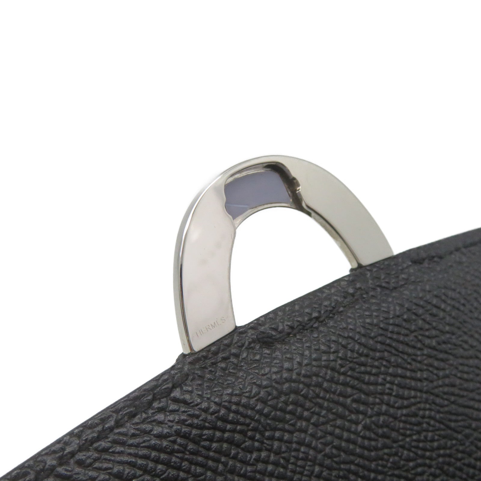 HERMES Epsom皮革Cherche Midi Clutch銀扣手拿包黑色