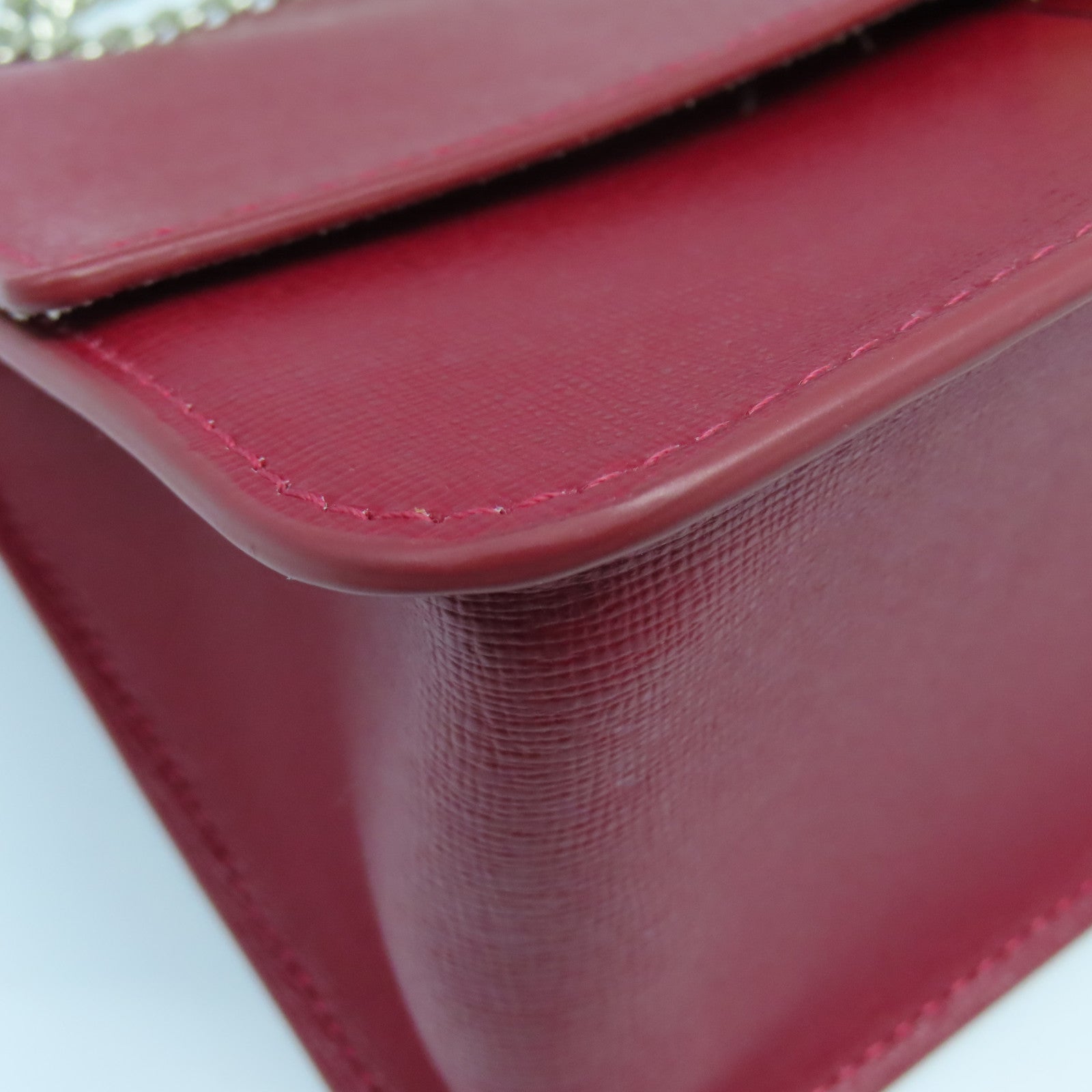 Furla 皮革Chain Shoulder金扣鏈帶肩背袋紅色