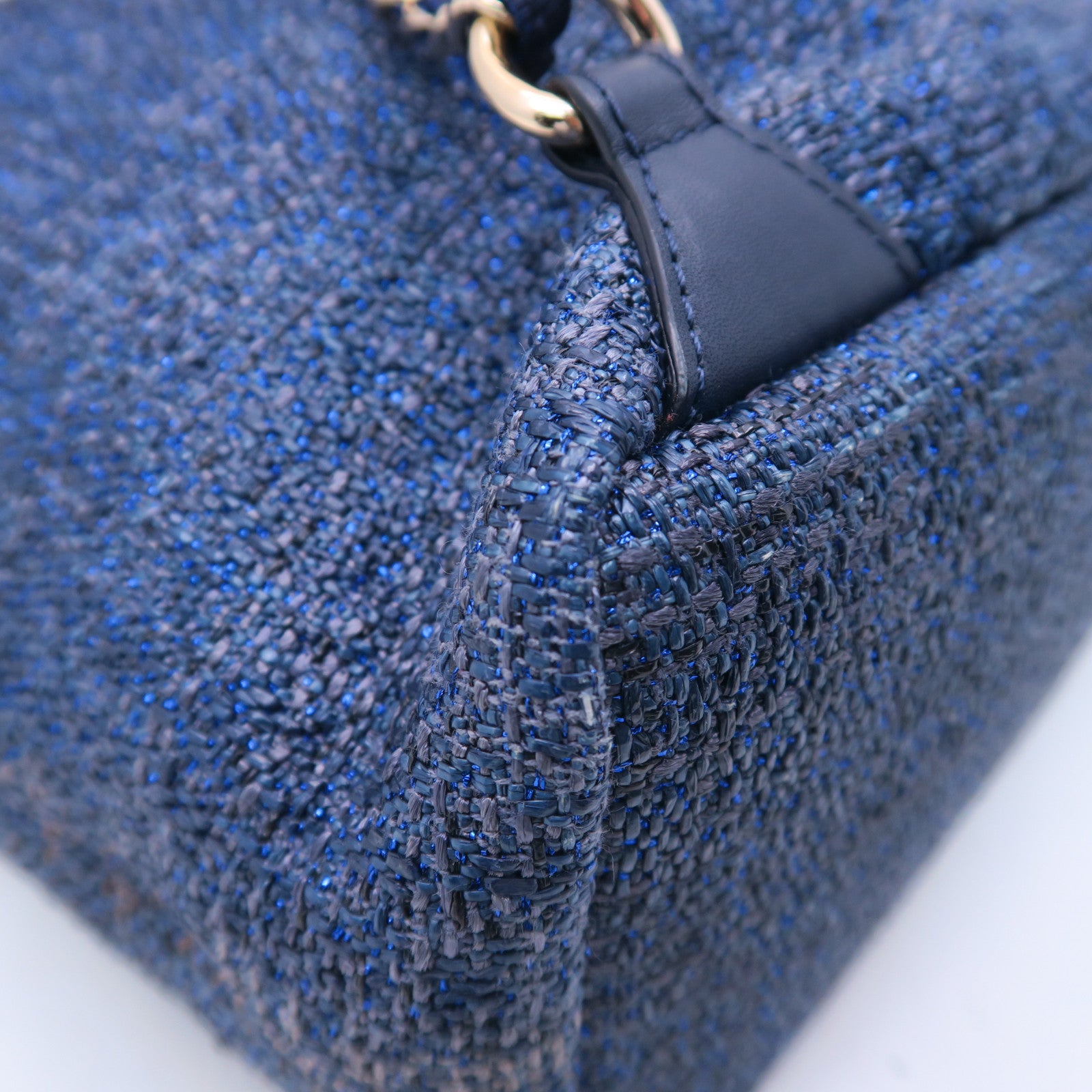 CHANEL 混合纖維Backpack金扣背包藍色