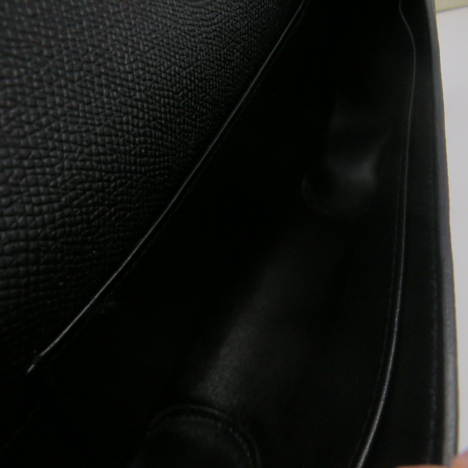 HERMES Epsom皮革Cherche Midi Clutch銀扣手拿包黑色