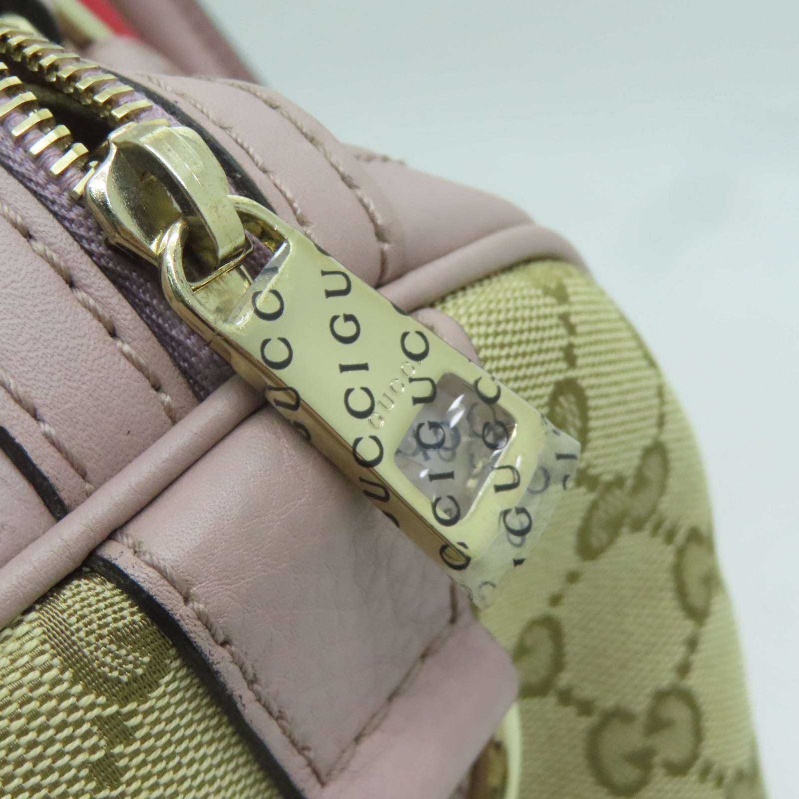 GUCCI 帆布Boston Bag金扣手挽肩背兩用袋米色/紫色