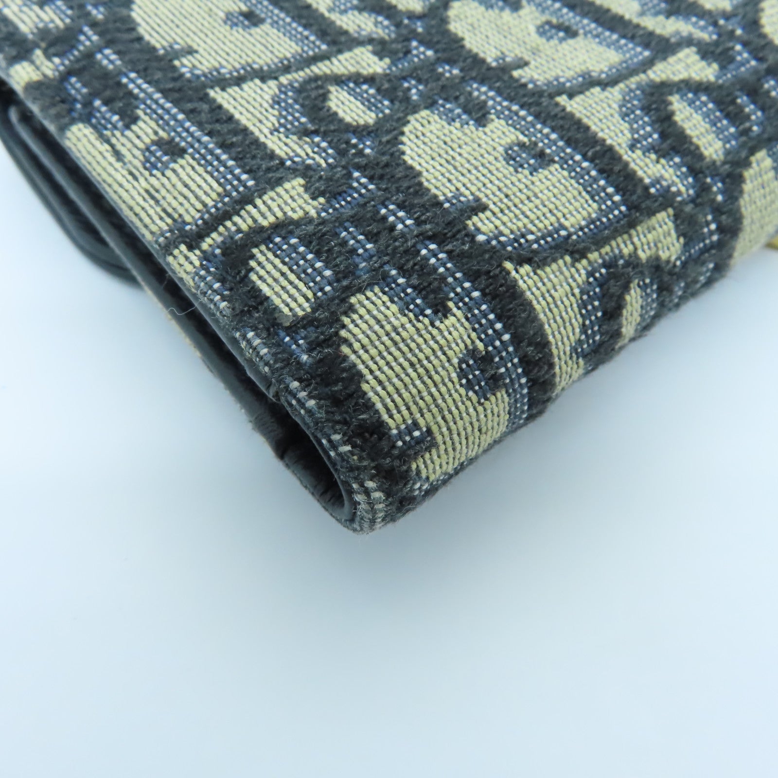 Dior 帆布Saddle Lotus Wallet金扣钱包蓝色