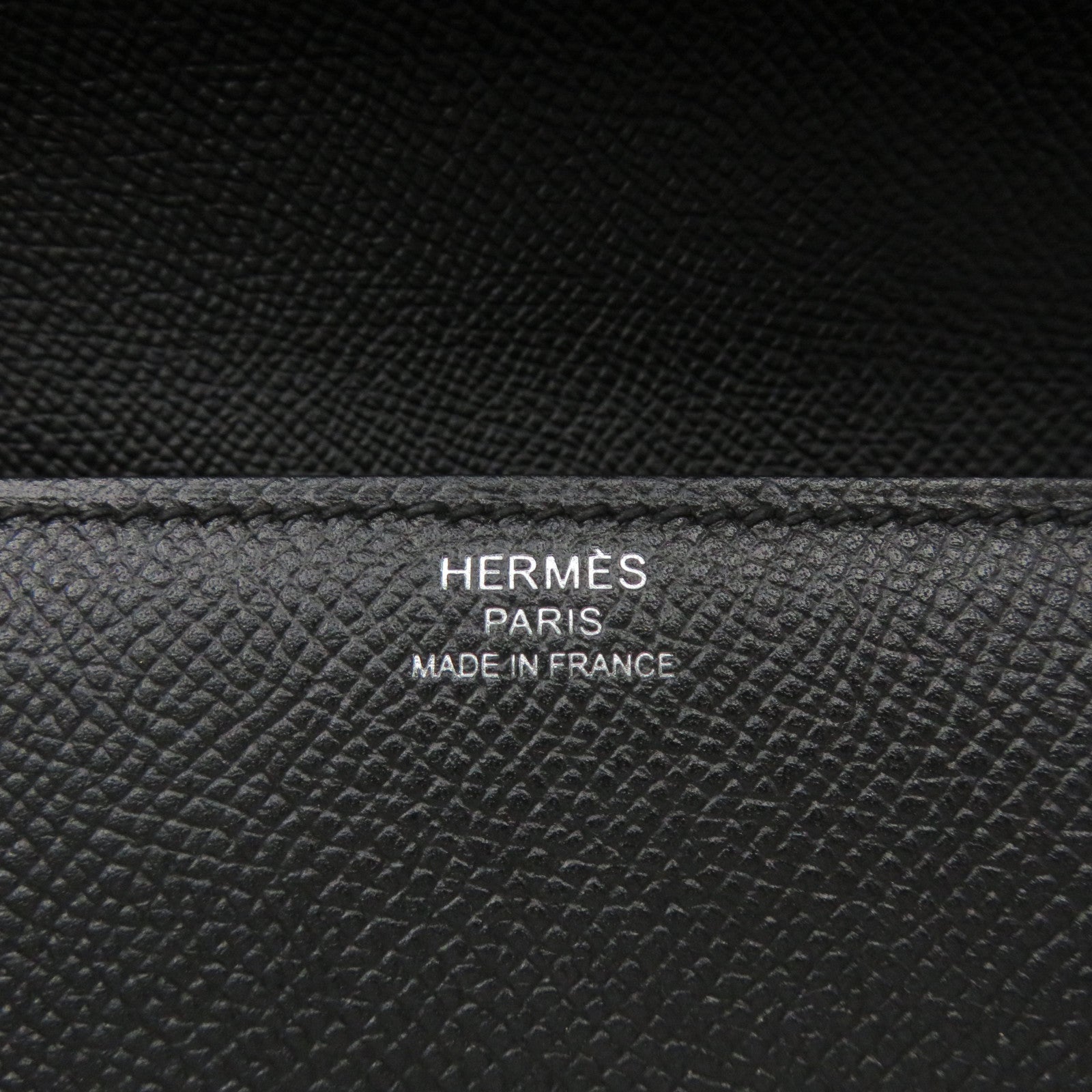 HERMES Epsom皮革Cherche Midi Clutch銀扣手拿包黑色