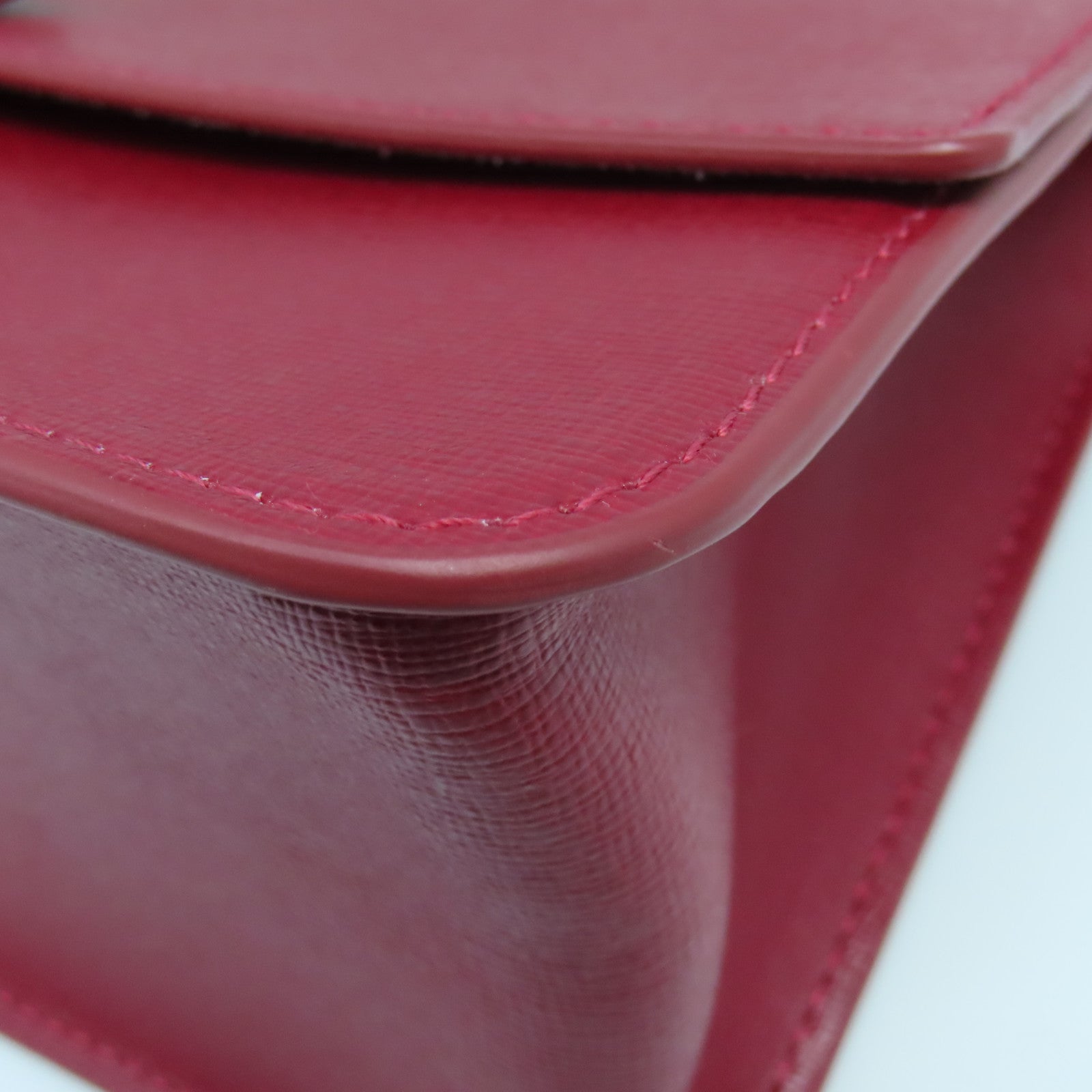 Furla 皮革Chain Shoulder金扣鏈帶肩背袋紅色