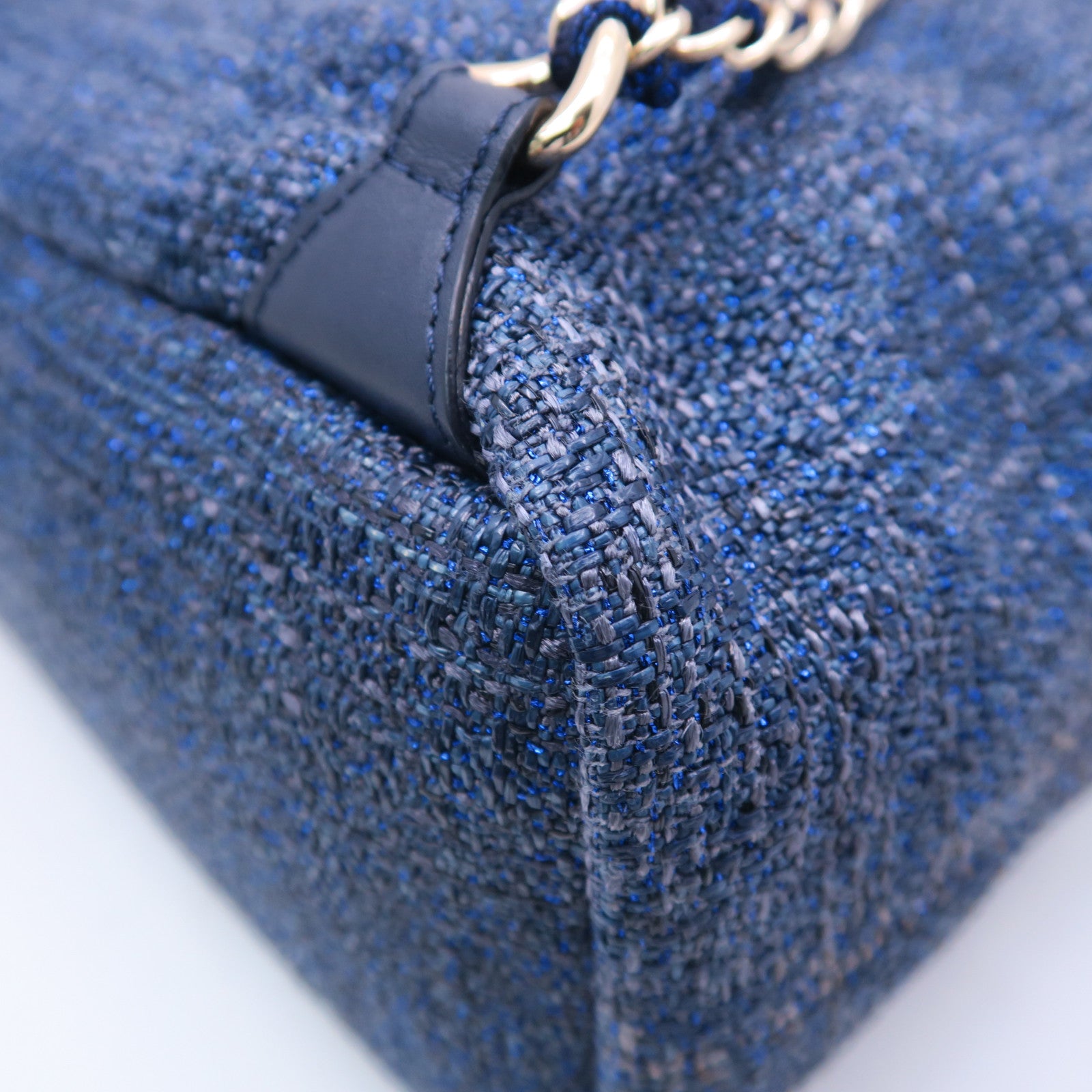 CHANEL 混合纖維Backpack金扣背包藍色