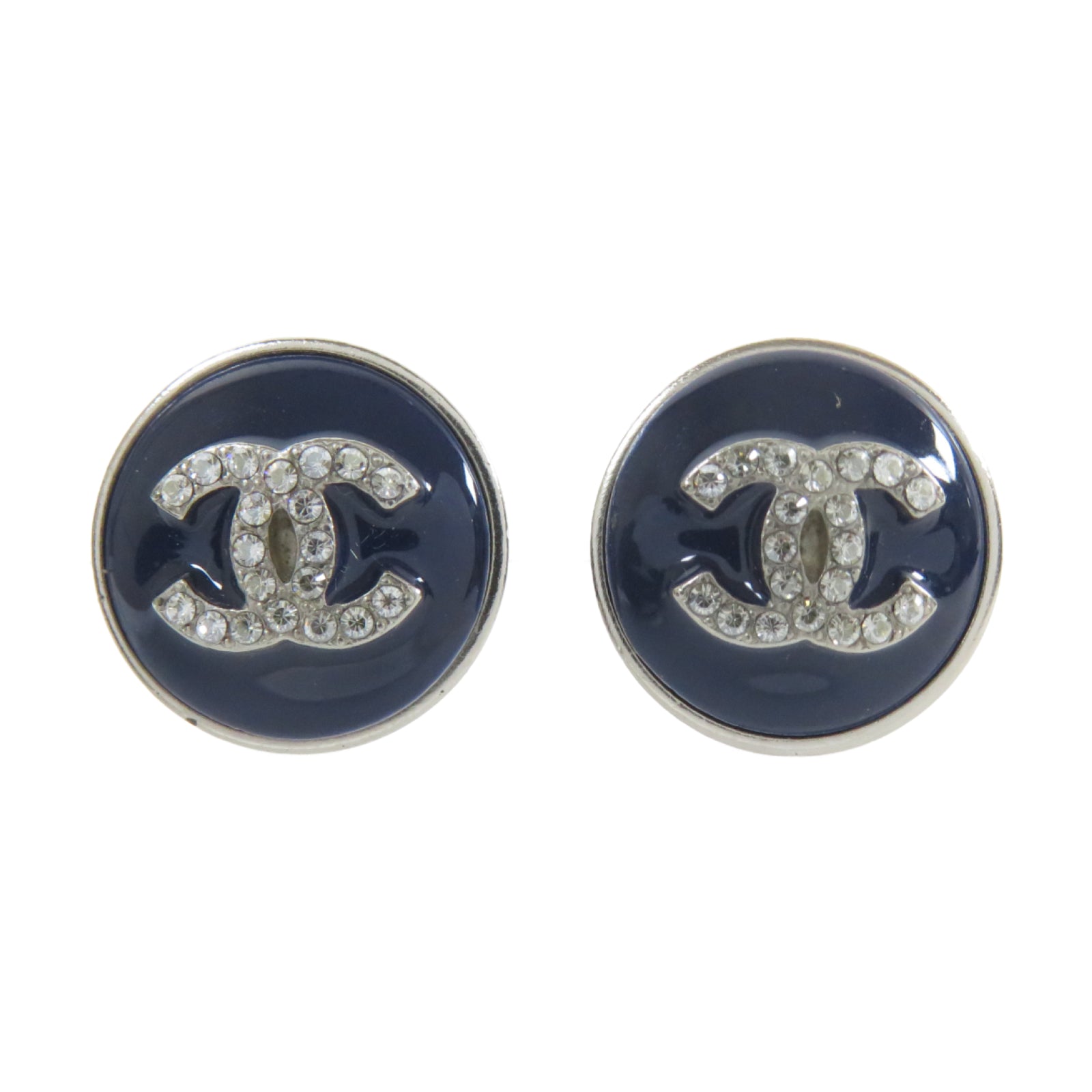 CHANEL 金屬Earrings耳環深藍色/銀色