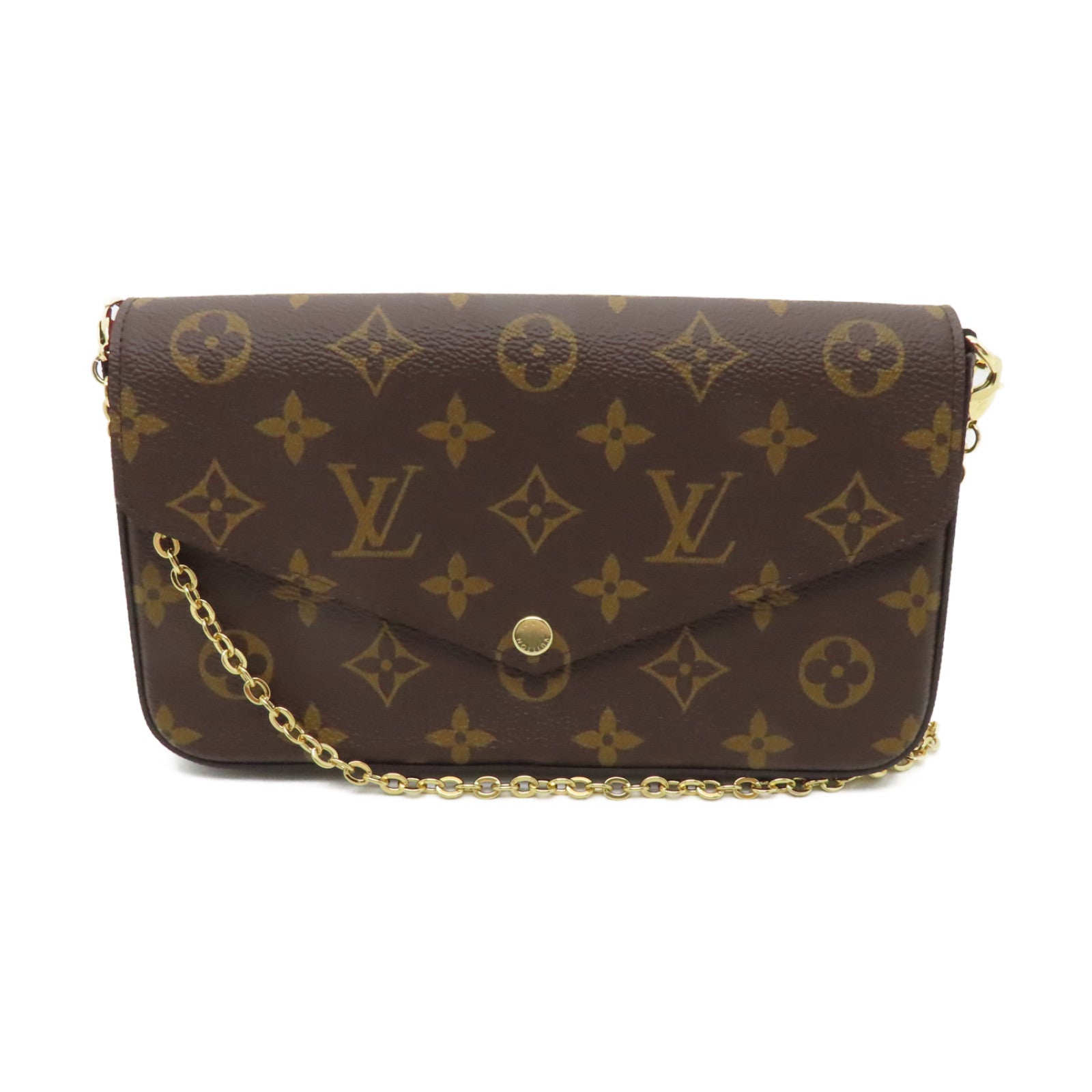 LOUIS VUITTON Monogram Felicie Pochette金扣鏈帶肩背袋啡色