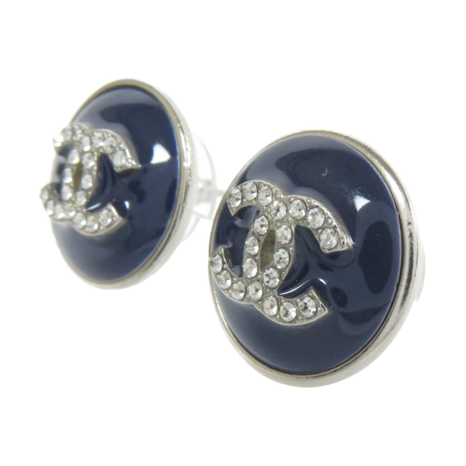 CHANEL 金屬Earrings耳環深藍色/銀色