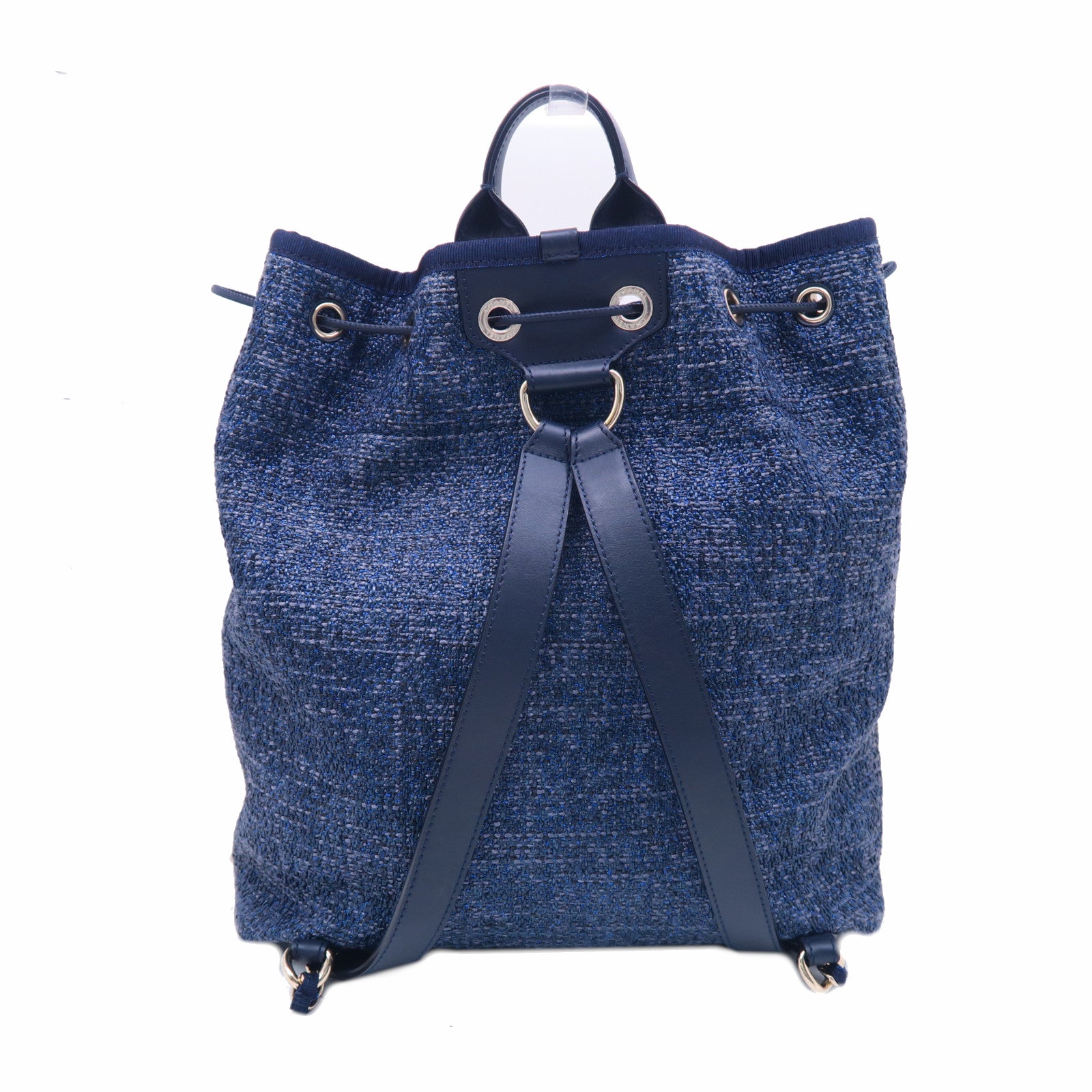 CHANEL 混合纖維Backpack金扣背包藍色