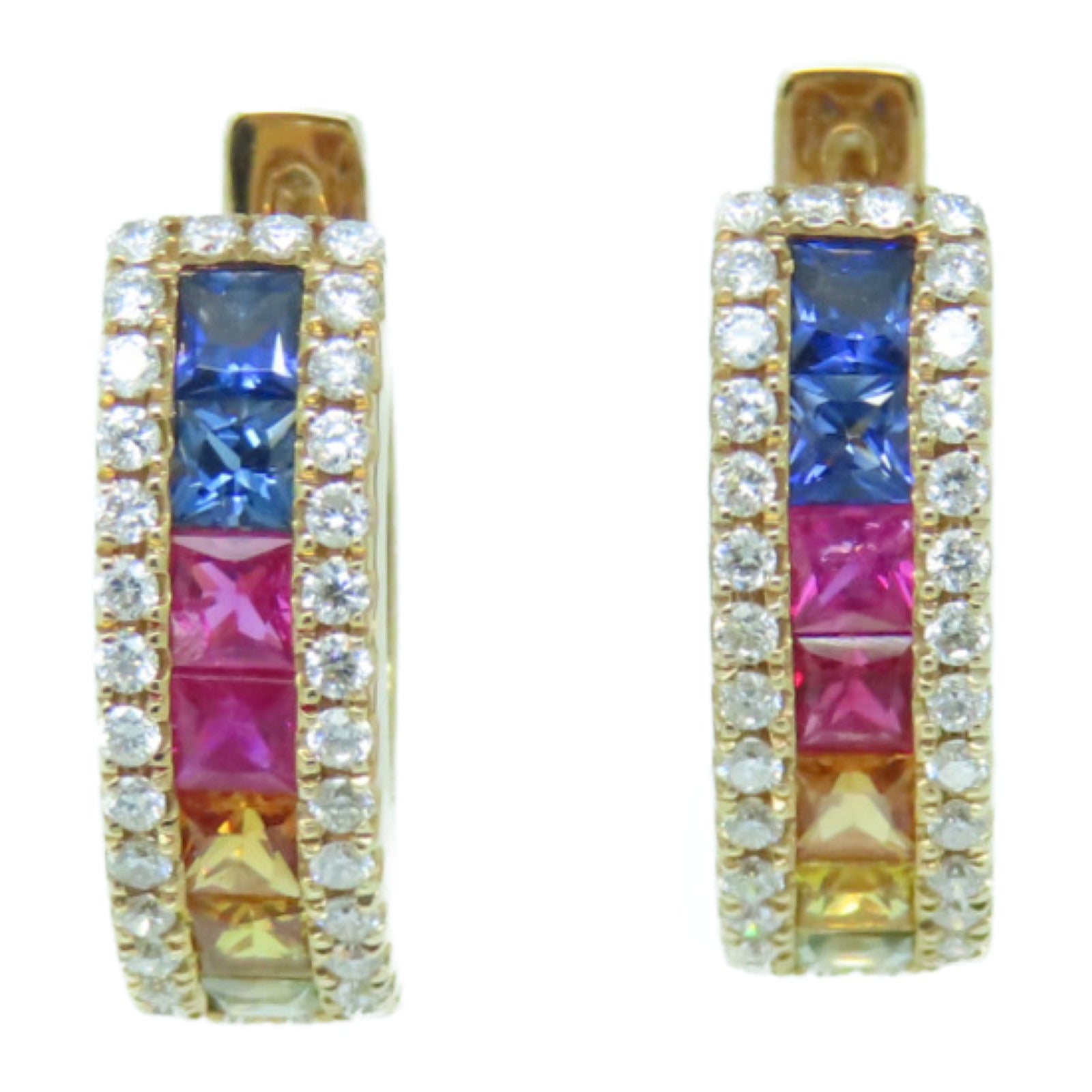 JEWELRY 【激減優惠】18K玫瑰金Multi Sapphire Diamond Earrings 1.51ct藍寶石/0.478ct鑽石耳環