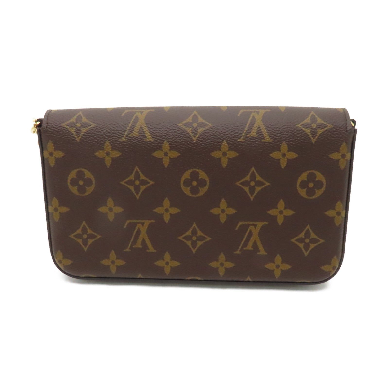 LOUIS VUITTON Monogram Felicie Pochette金扣鏈帶肩背袋啡色