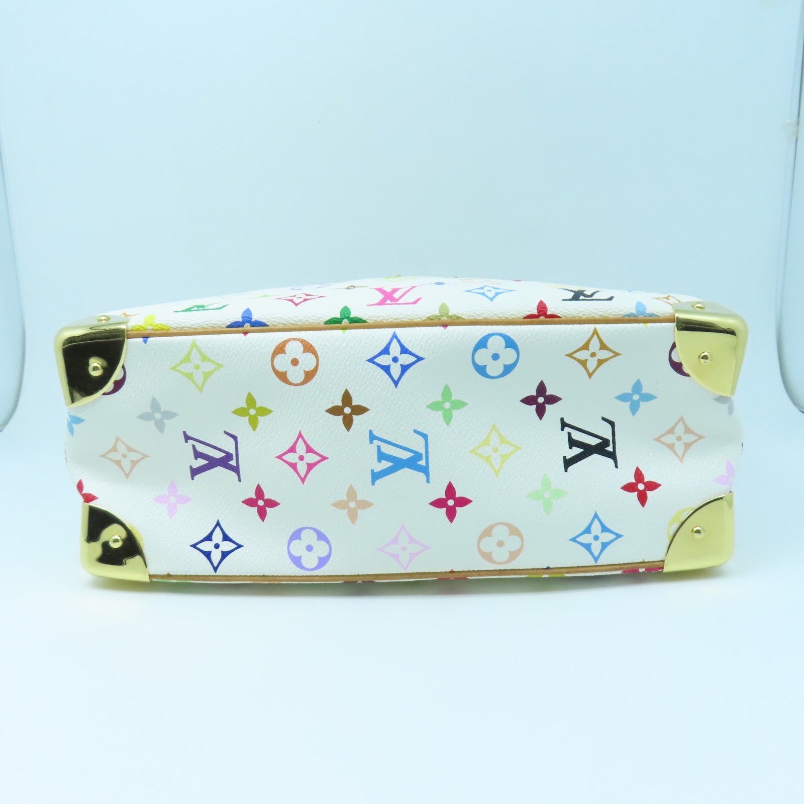 LOUIS VUITTON Monogram Multicolore Trouville Hand Bag Gold Buckle White/Color
