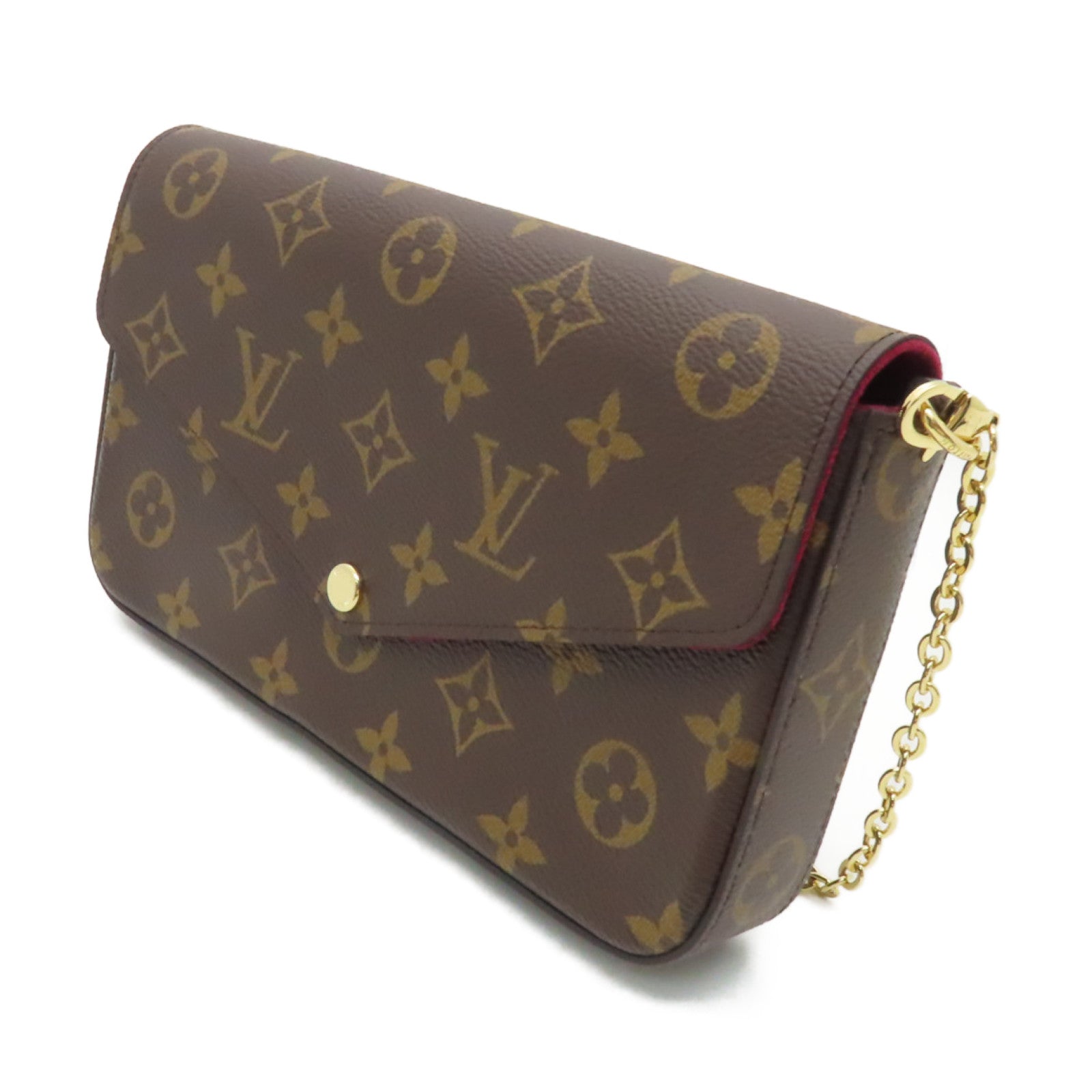 LOUIS VUITTON Monogram Felicie Pochette金扣鏈帶肩背袋啡色
