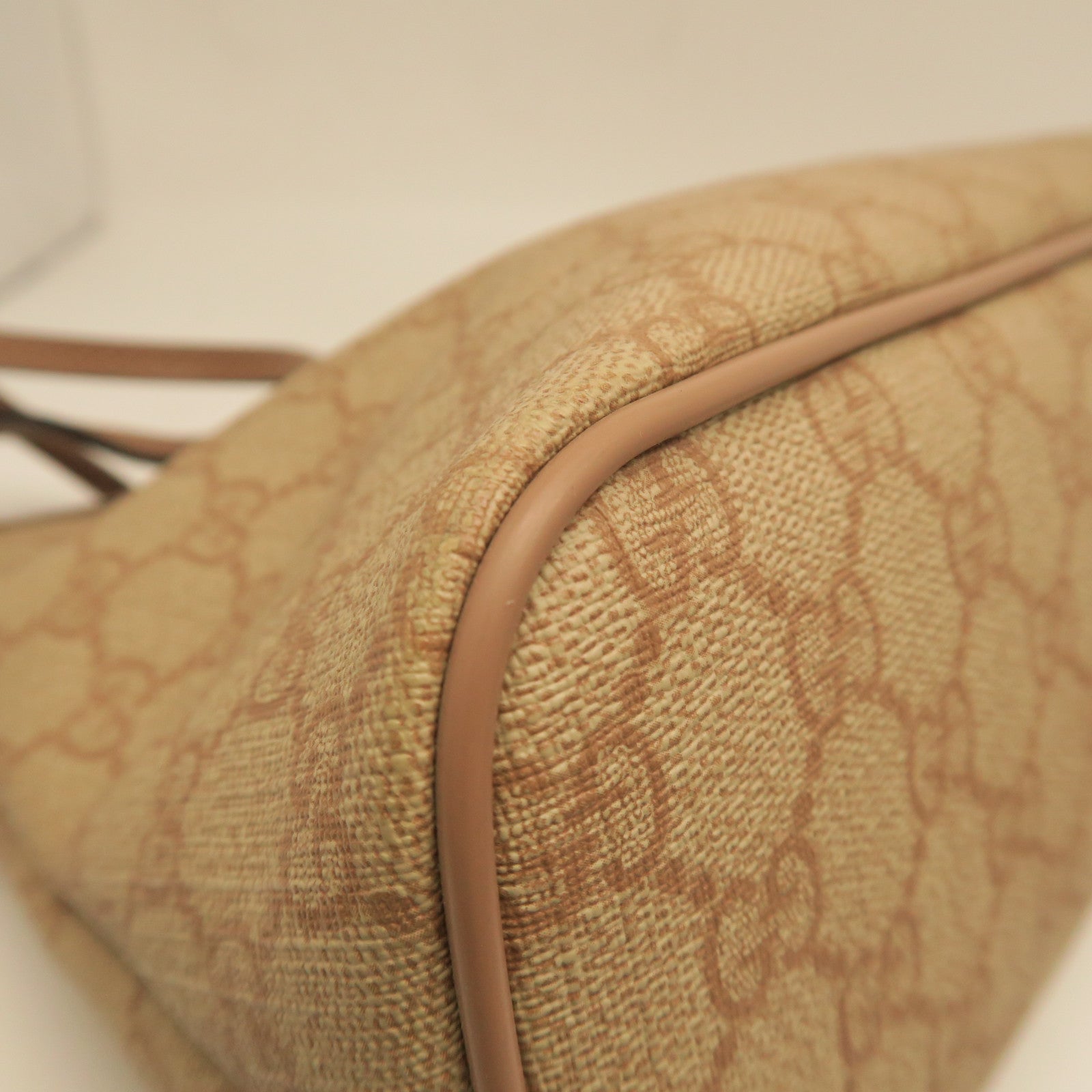 GUCCI PVC Bag銀扣手挽肩背兩用袋淺褐色/粉紅色