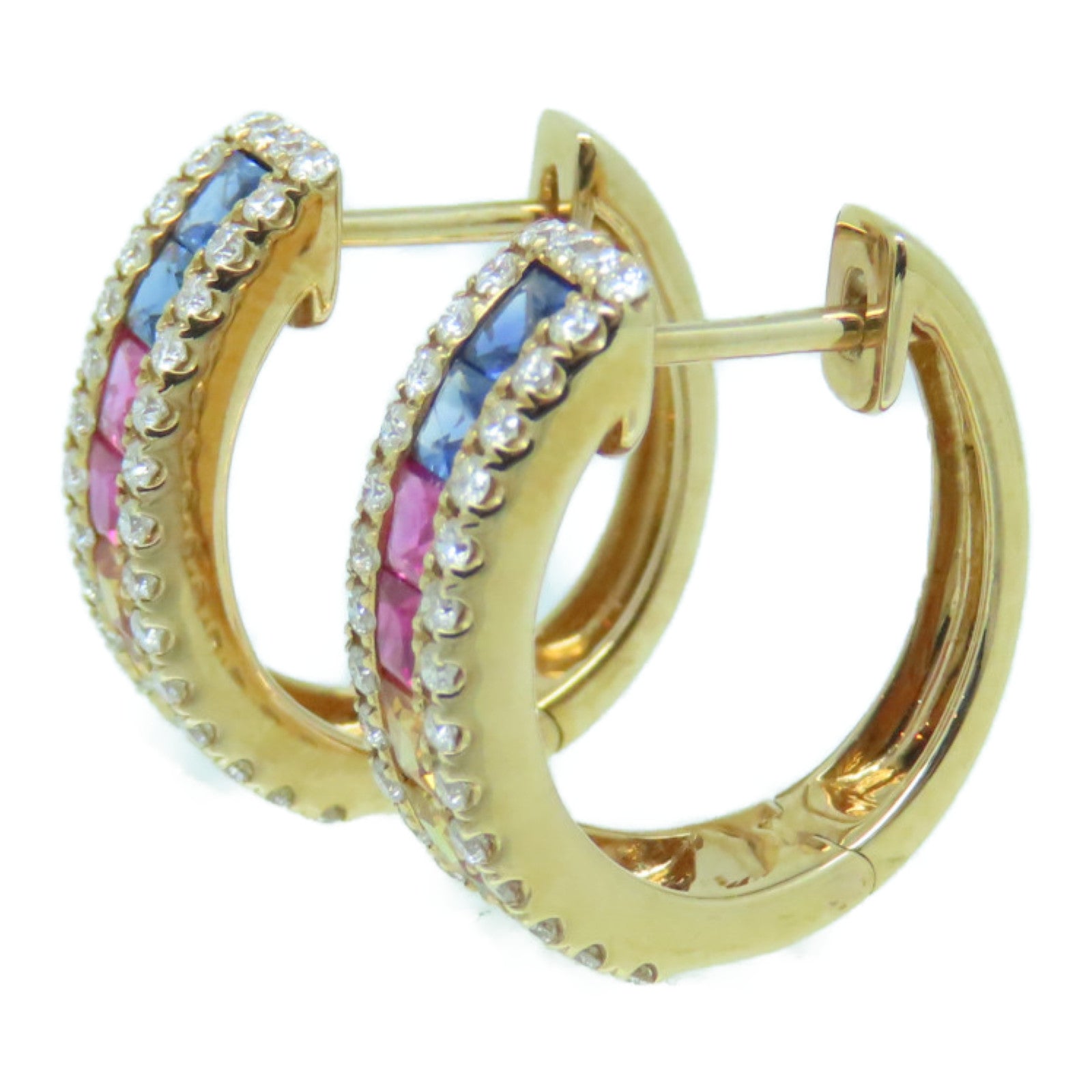 JEWELRY 【激減優惠】18K玫瑰金Multi Sapphire Diamond Earrings 1.51ct藍寶石/0.478ct鑽石耳環