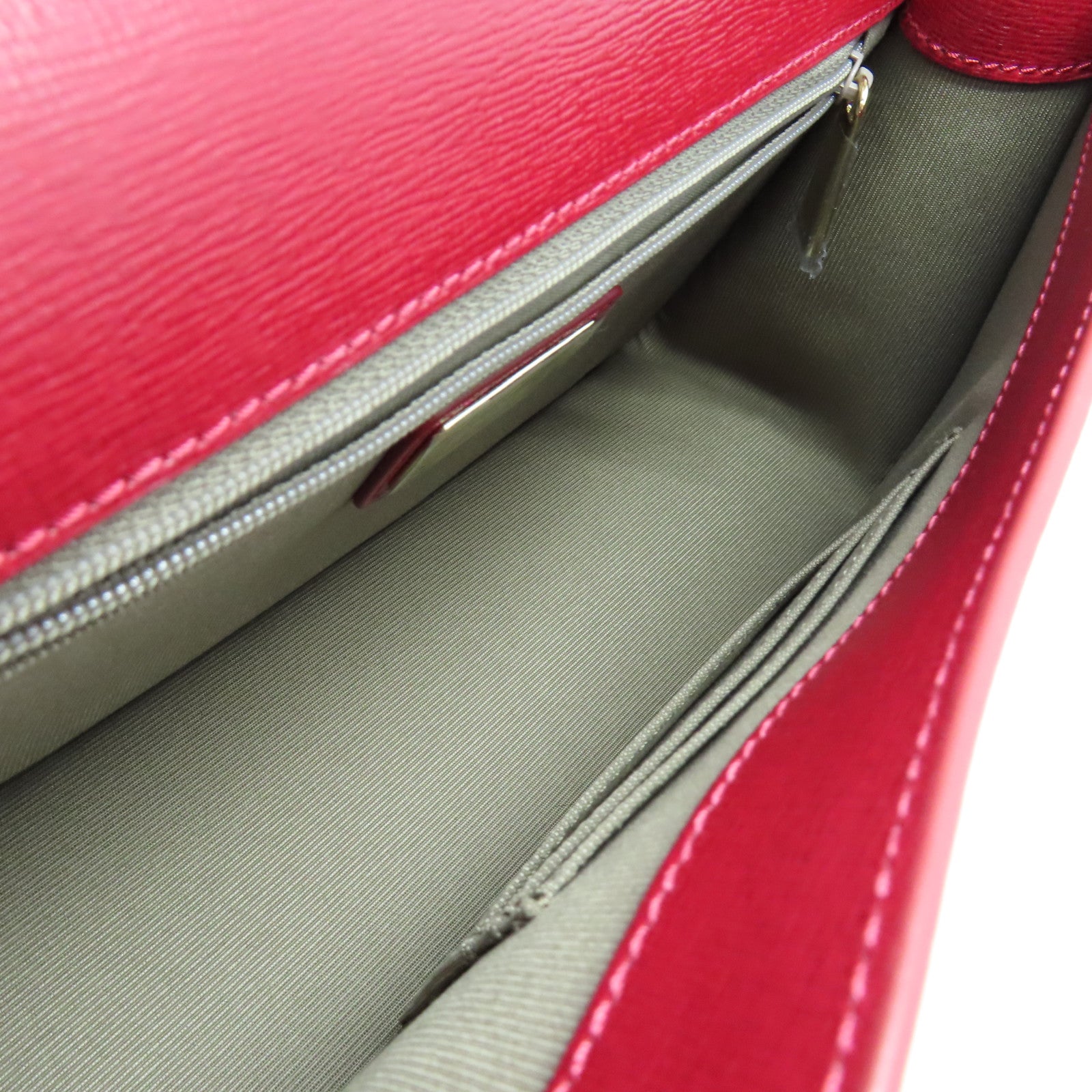 Furla 皮革Chain Shoulder金扣鏈帶肩背袋紅色