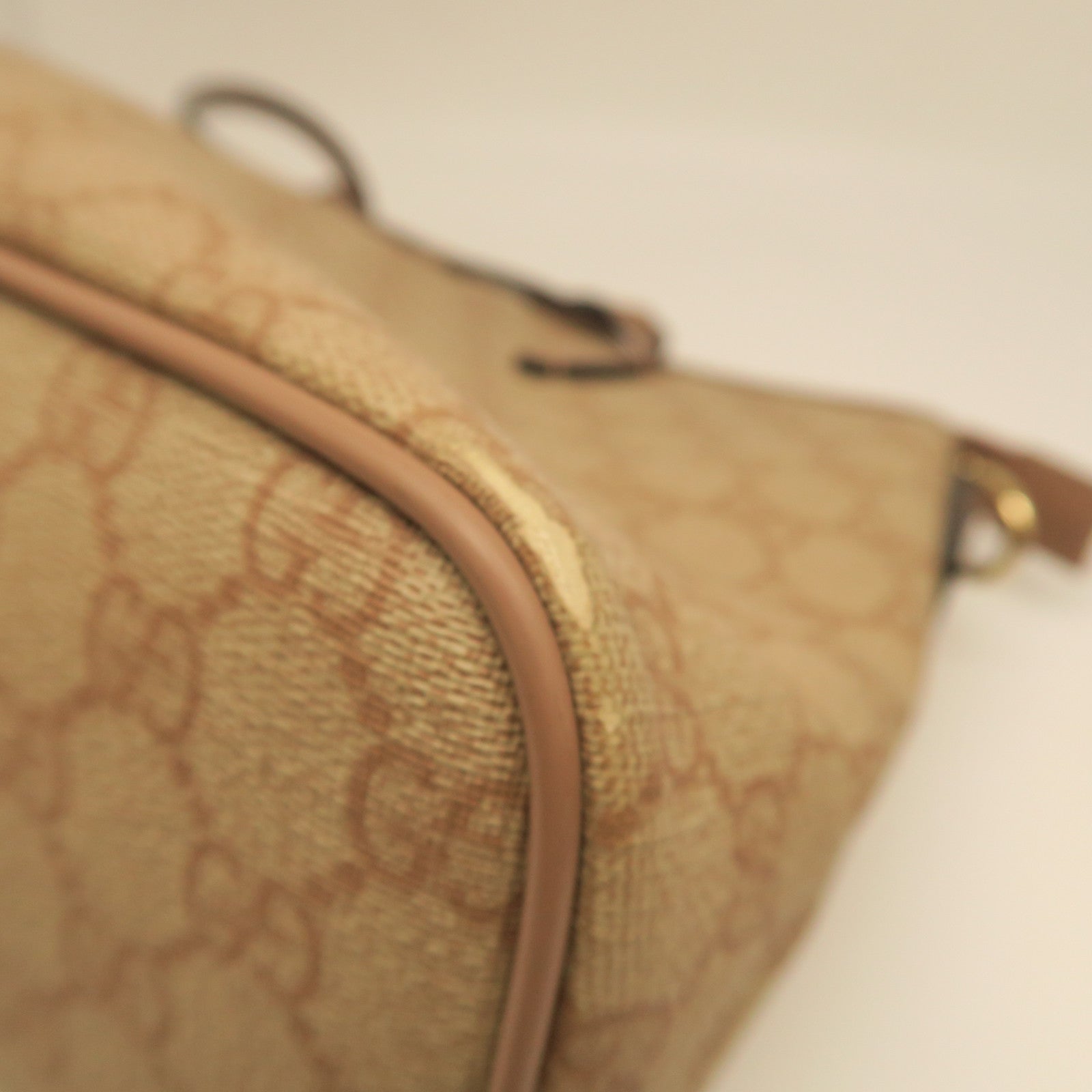 GUCCI PVC Bag銀扣手挽肩背兩用袋淺褐色/粉紅色