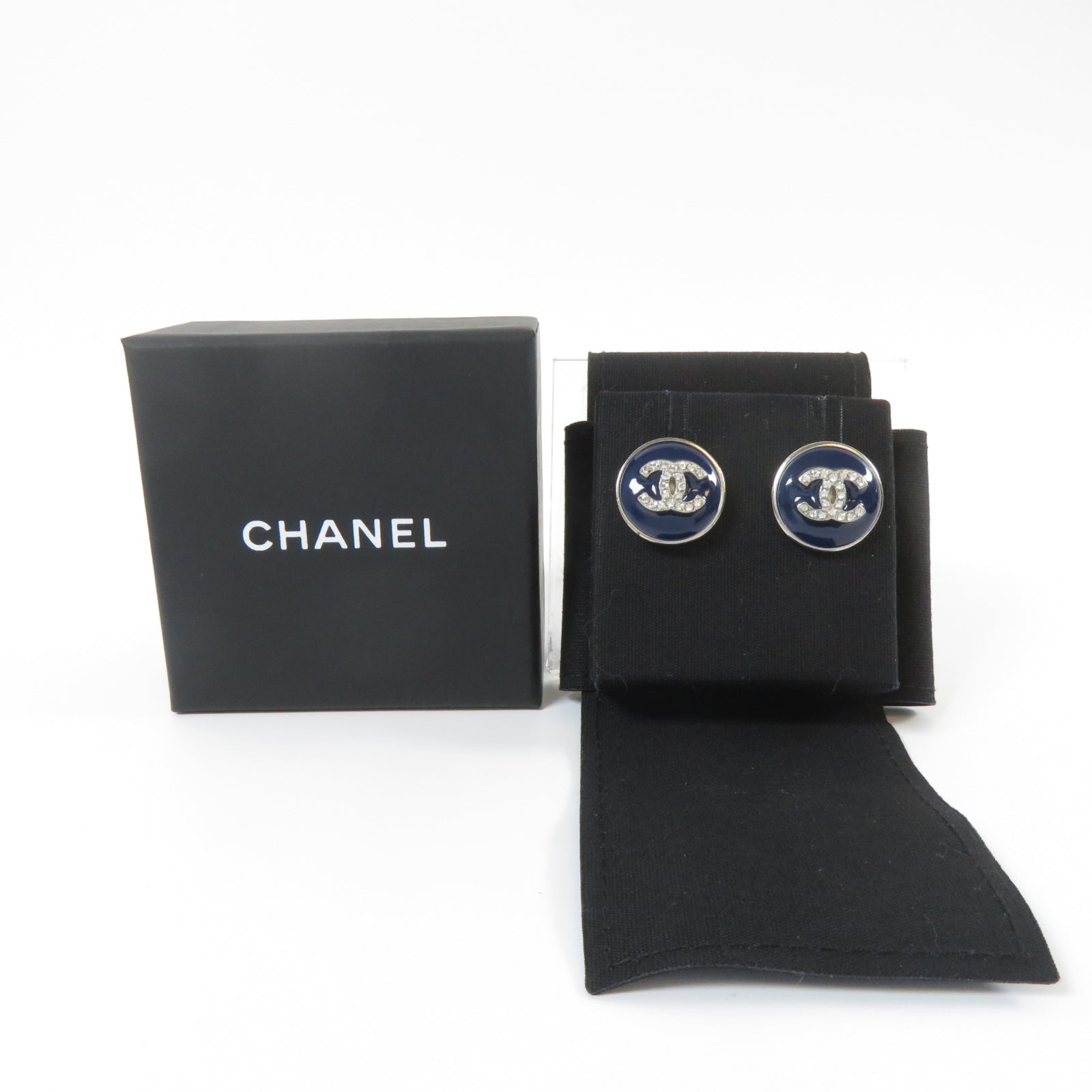 CHANEL 金屬Earrings耳環深藍色/銀色