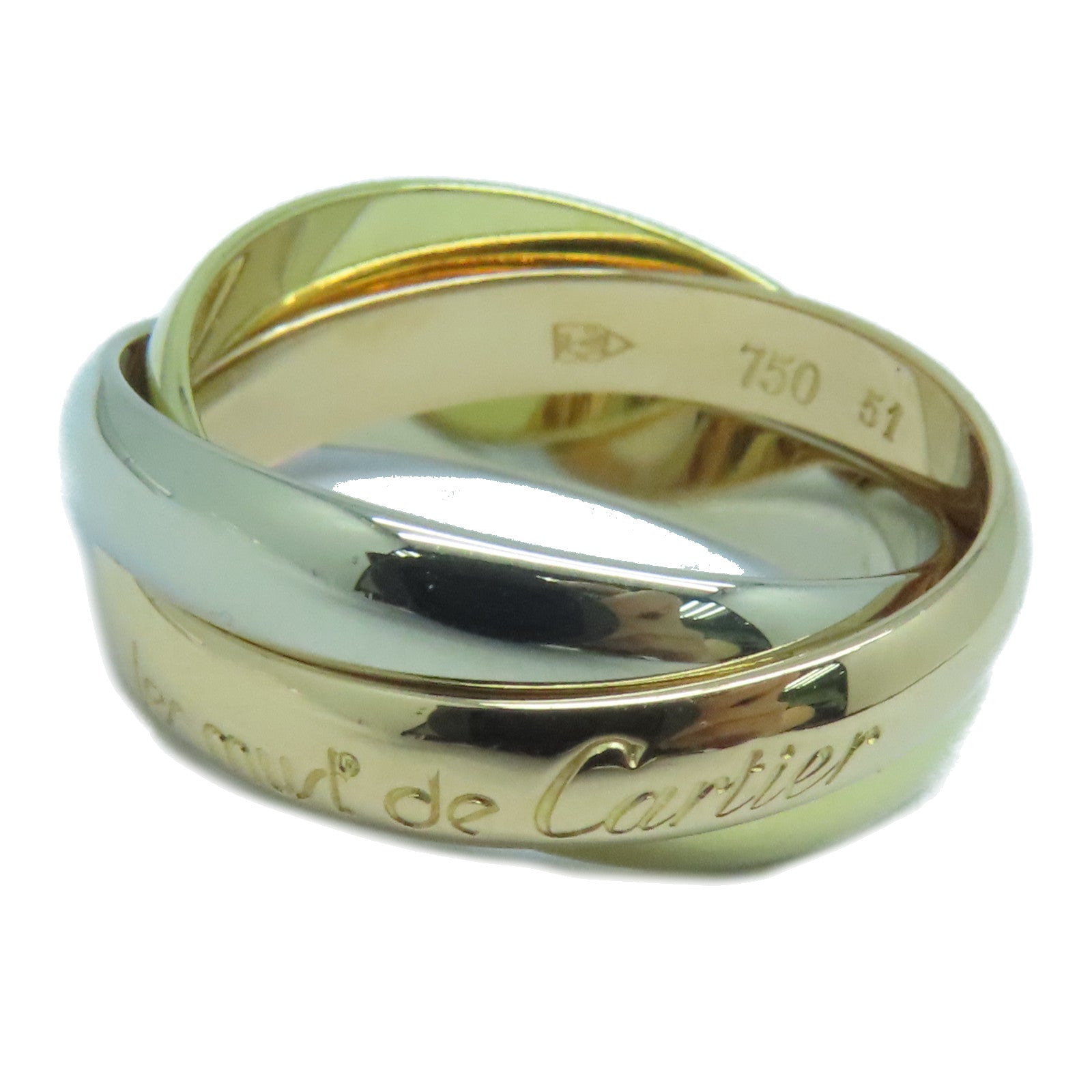 CARTIER 18K黃金/玫瑰金/白金Trinity Ring 2.8mm戒指US#5.75/Cartier#51金色/粉金色/銀色