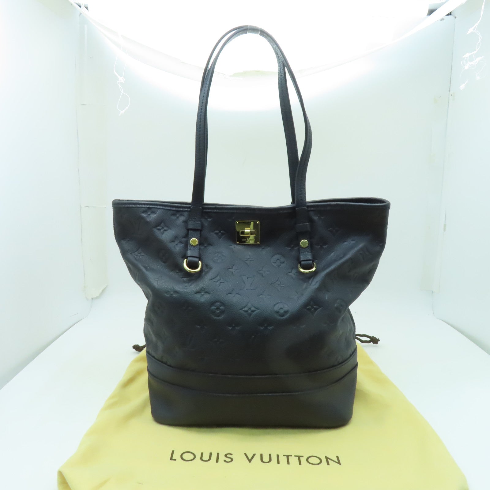 LOUIS VUITTON Monogram Empreinte Citadine PM金扣手挽袋黑色