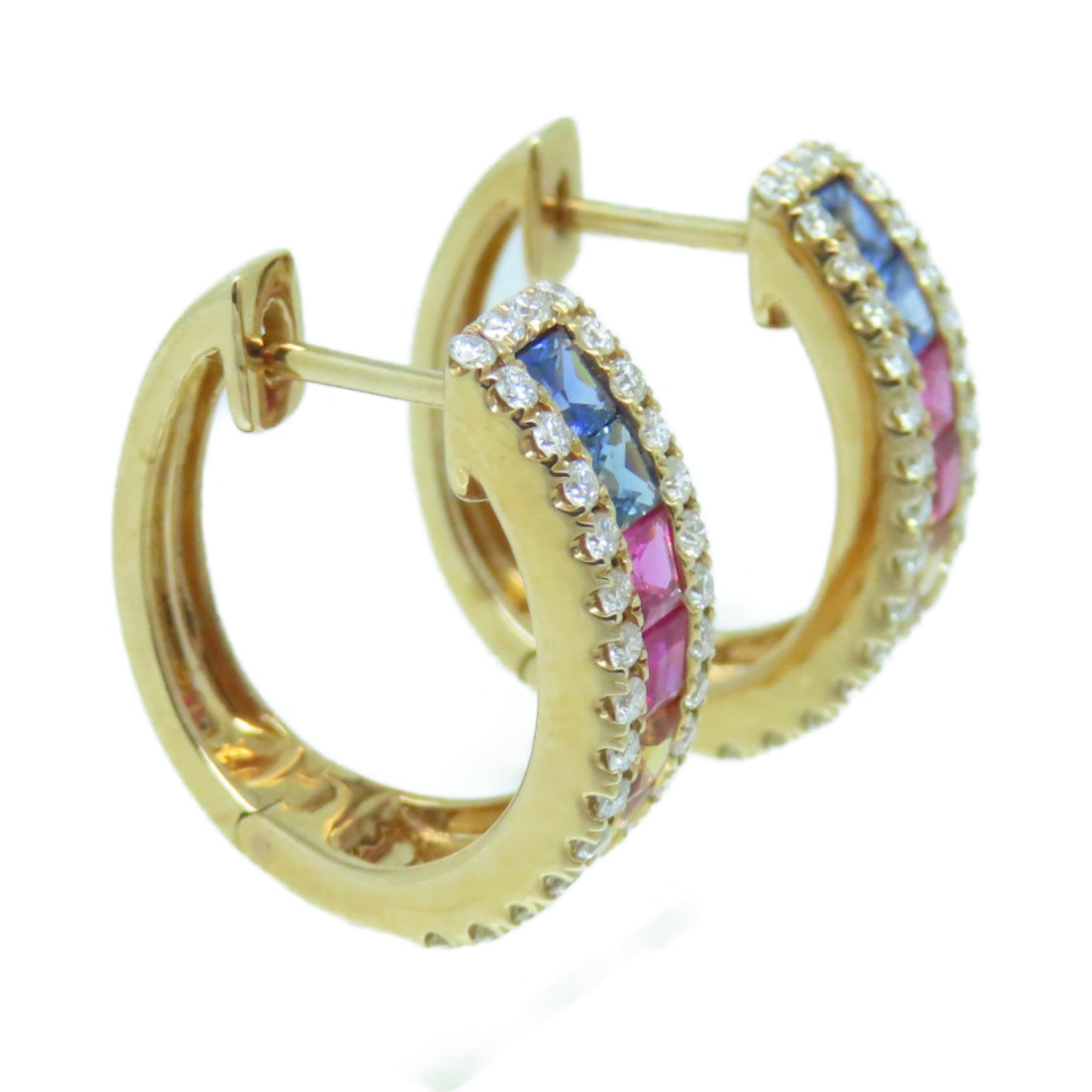 JEWELRY 【激減優惠】18K玫瑰金Multi Sapphire Diamond Earrings 1.51ct藍寶石/0.478ct鑽石耳環