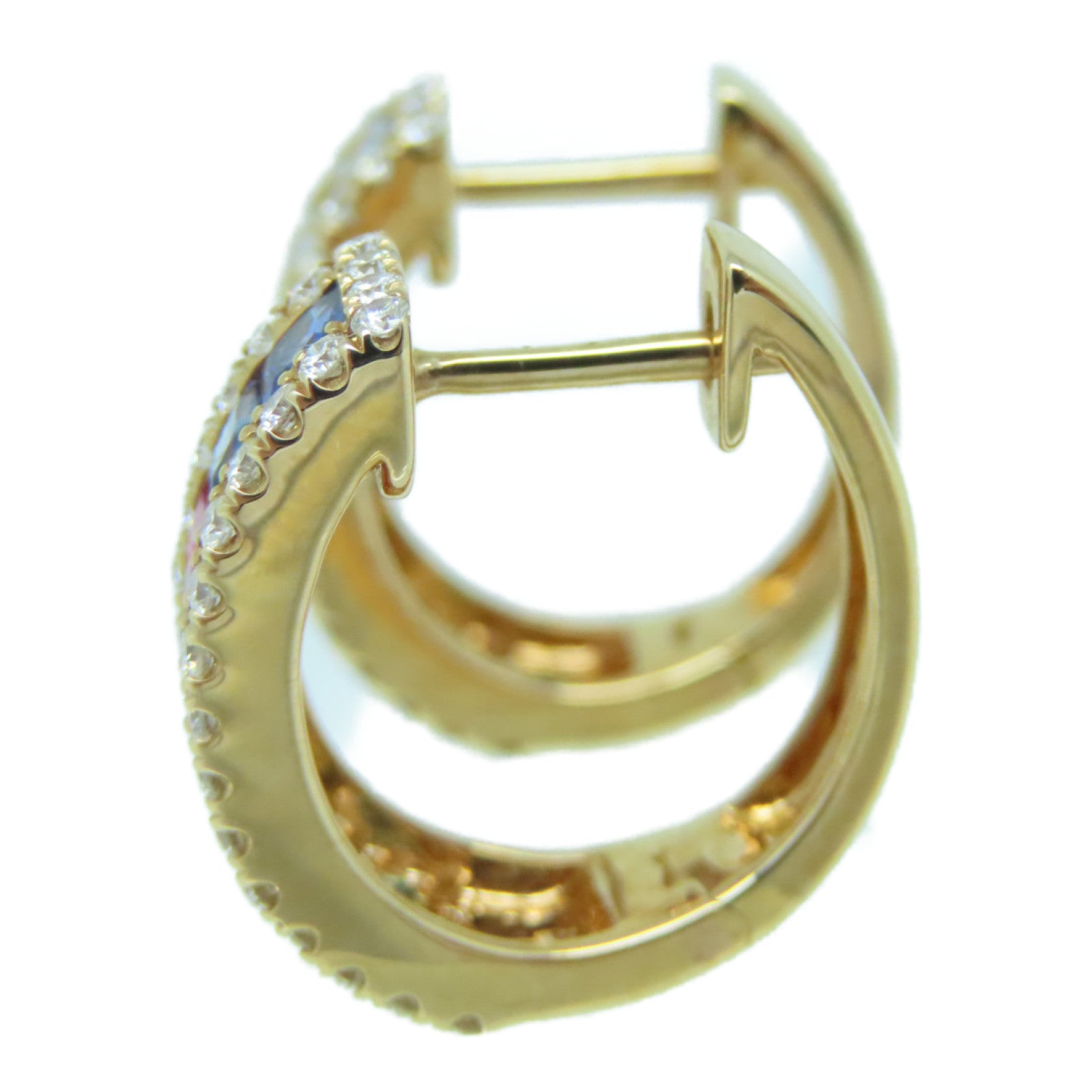 JEWELRY 【激減優惠】18K玫瑰金Multi Sapphire Diamond Earrings 1.51ct藍寶石/0.478ct鑽石耳環