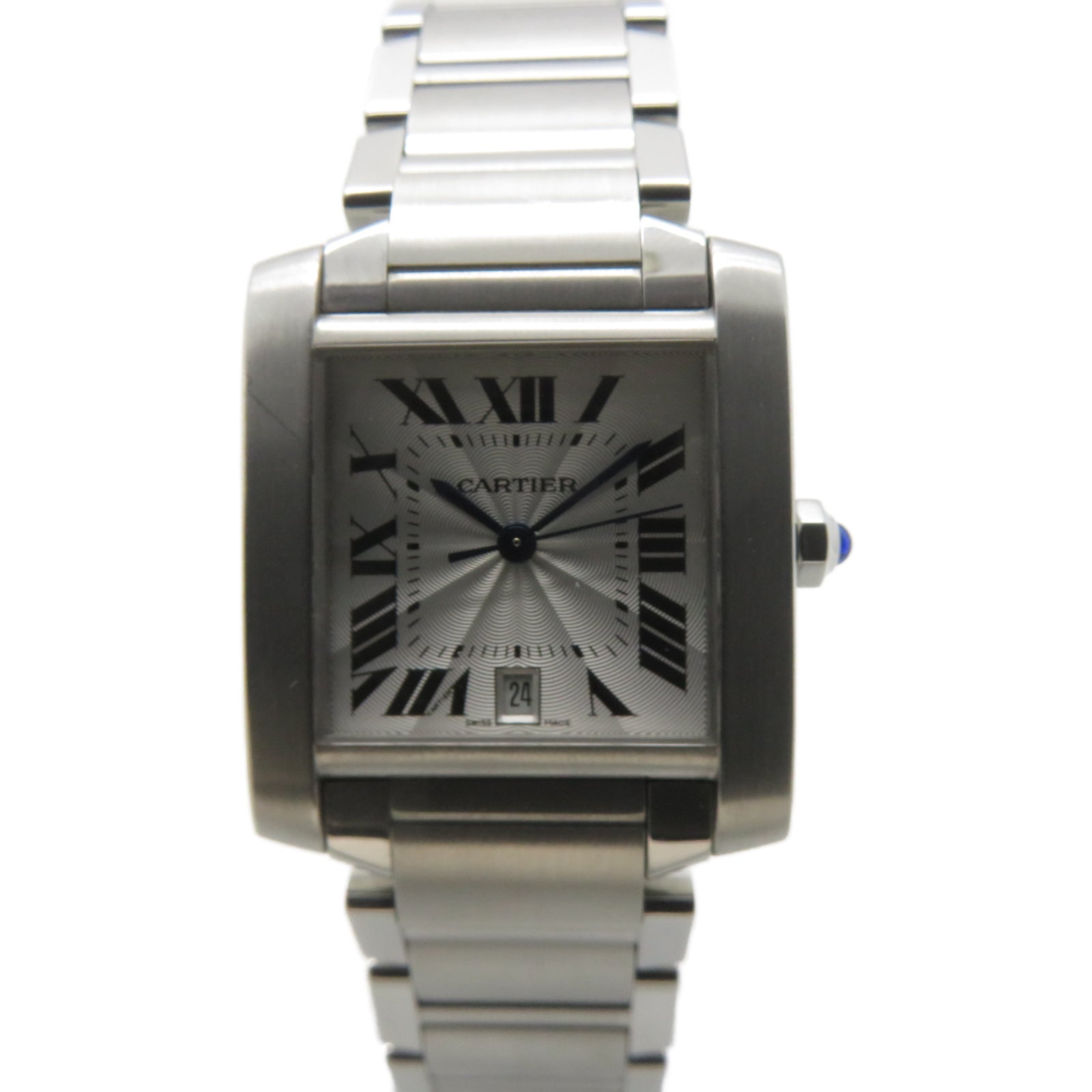 CARTIER Tank Francaise不鏽鋼自動機芯手錶白色