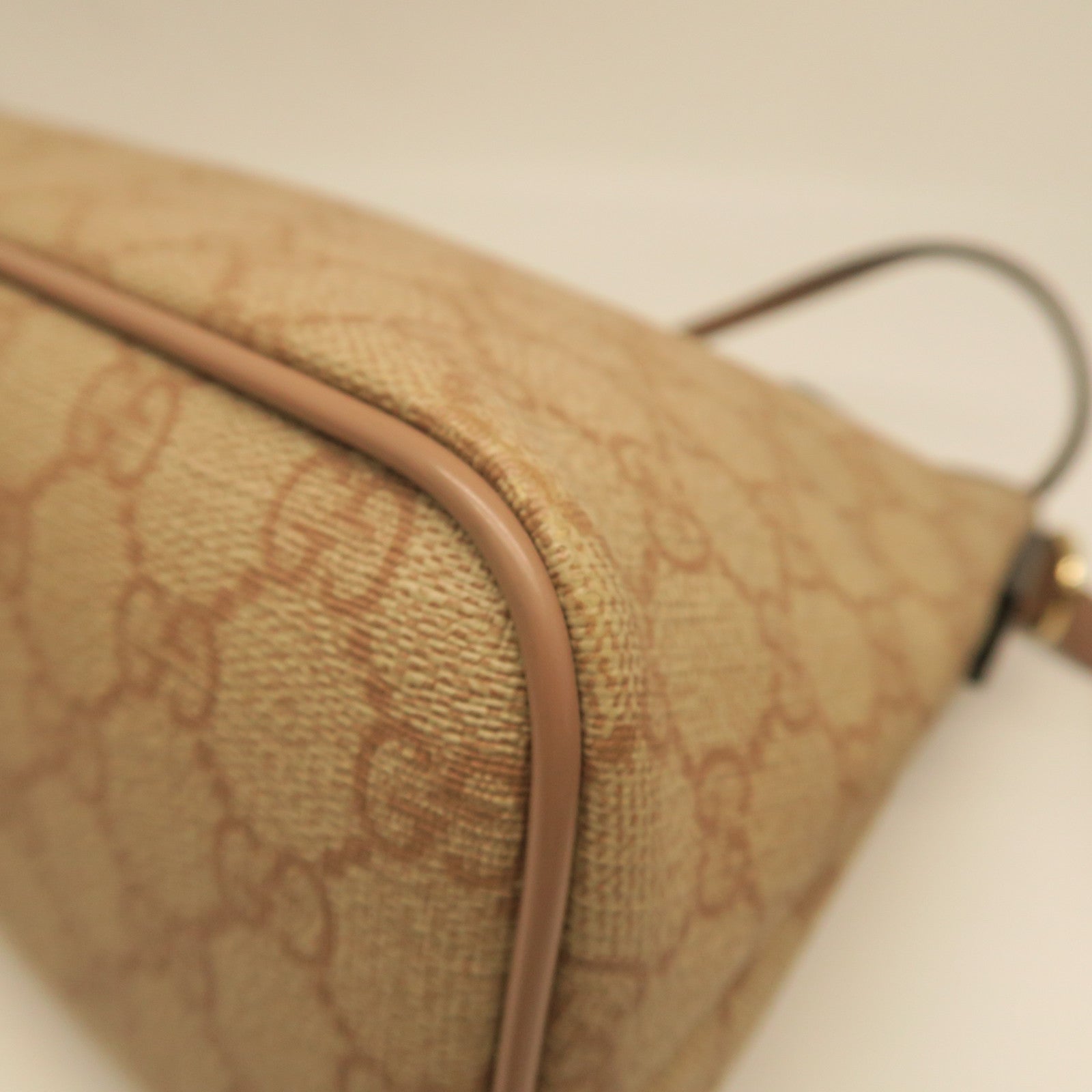 GUCCI PVC Bag銀扣手挽肩背兩用袋淺褐色/粉紅色