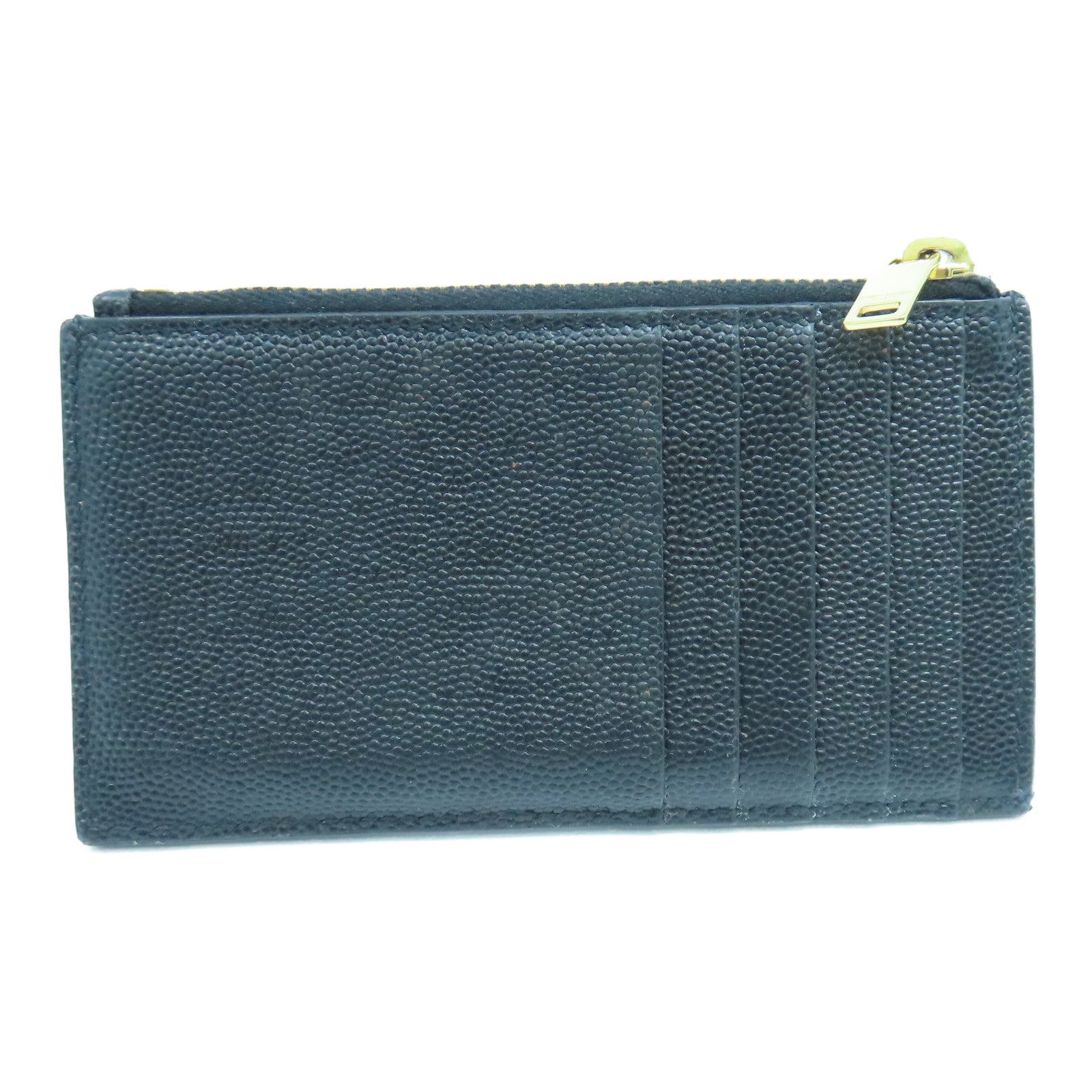 SAINT LAURENT 斜紋牛皮皮革Card Case金扣卡片包黑色