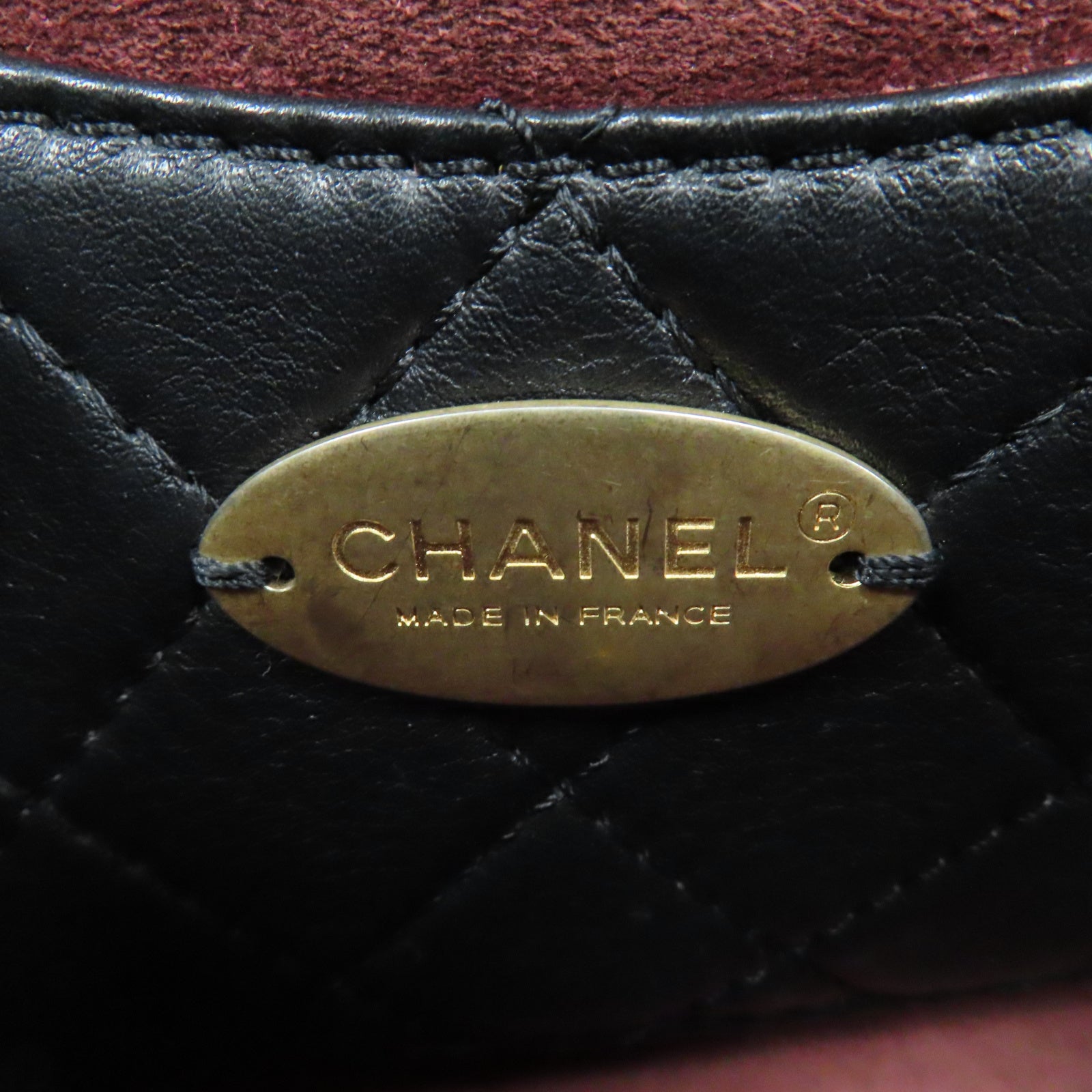 CHANEL 菱格牛皮皮革Chain Shoulder金扣鏈帶肩背袋黑色